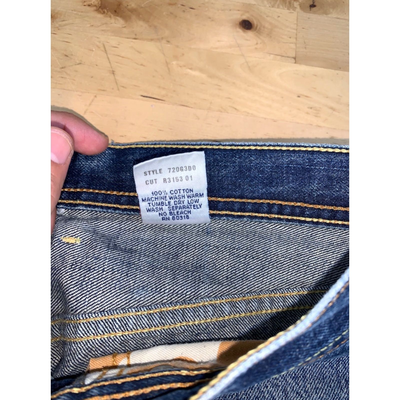 Lucky Brand Lucky Brand Jeans 32x29 Denim Blue 5-Pocket Regular Men Grunge Distress 90s Style Straight Room: N/A Size US 32 / EU 48 - 3 Thumbnail
