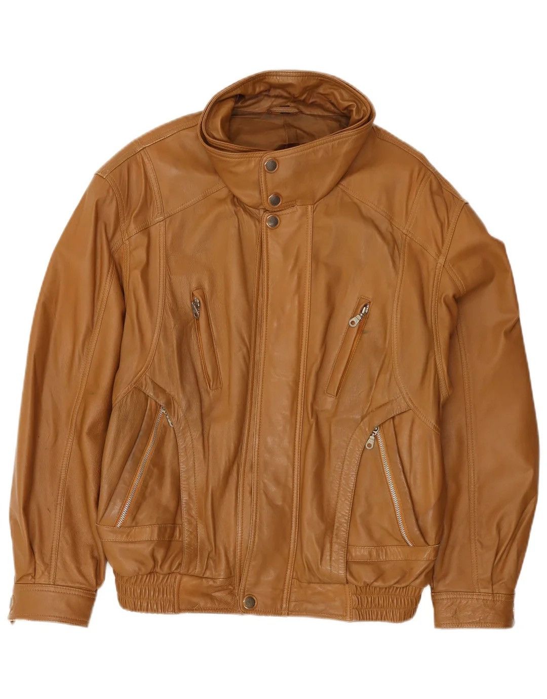 Other Vintage Brown Real Leather Bomber Jacket - Size Large EU 50 Size US L / EU 52-54 / 3 - 1 Thumbnail