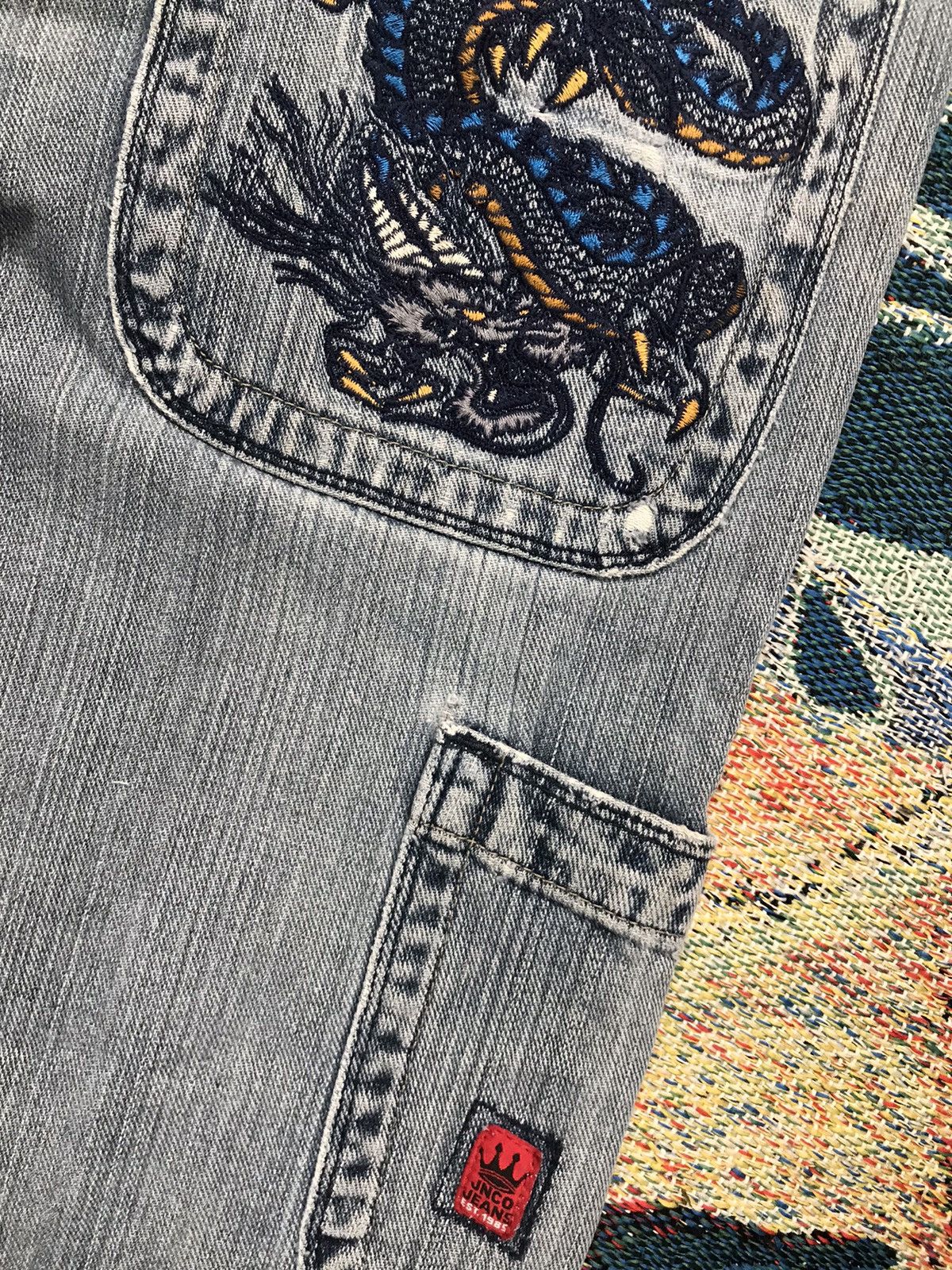 JNCO vintage Jnco dragon 🐉 embroidered damaged denim Size 28" / US 6 / IT 42 - 17 Thumbnail