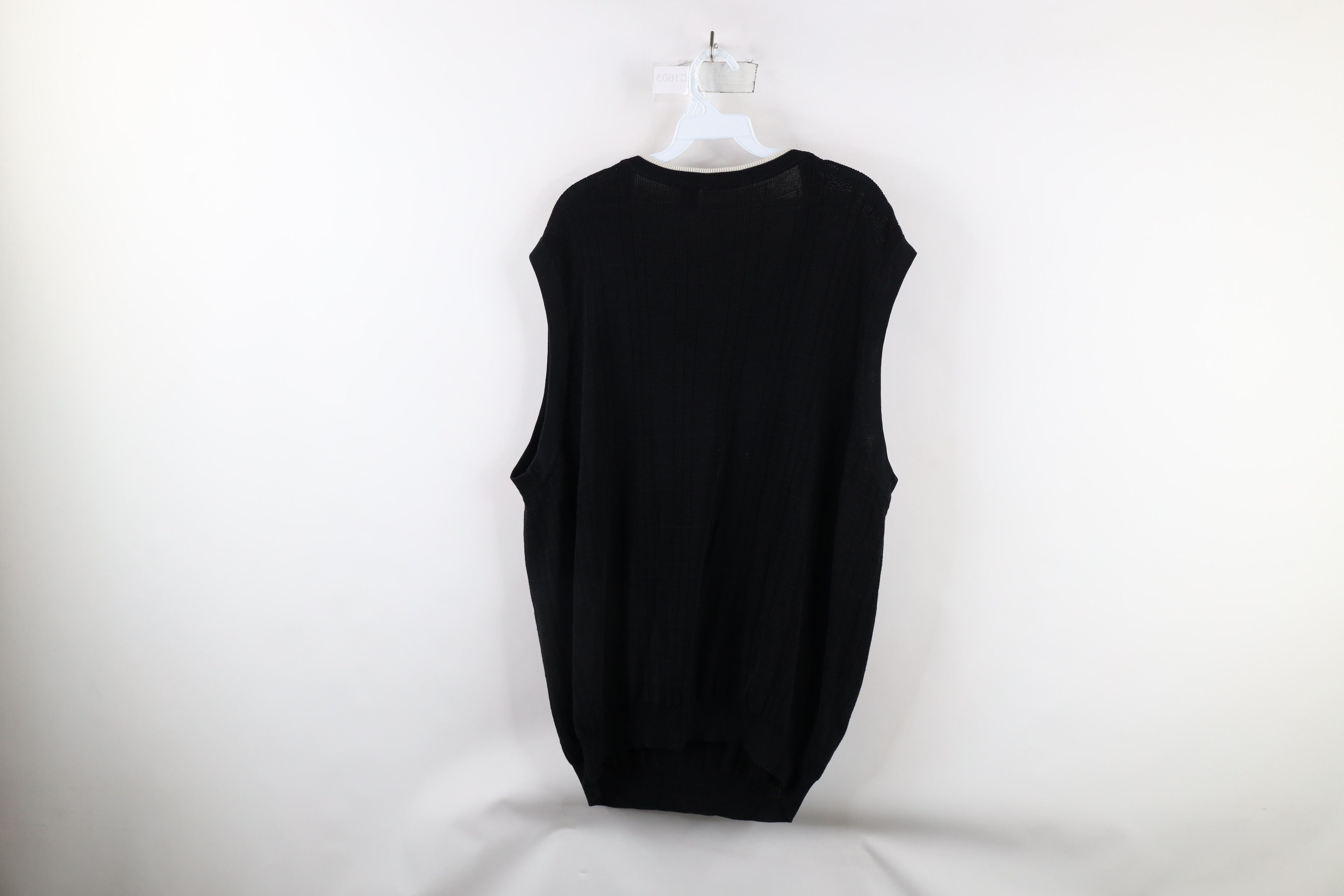 Vintage Vintage 90s Streetwear Ribbed Knit V-Neck Sweater Vest Black Size US XL / EU 56 / 4 - 5 Thumbnail