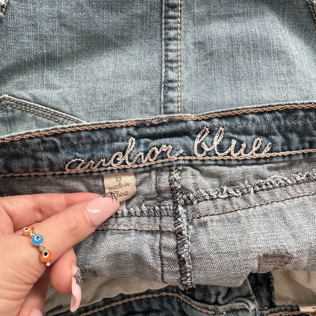 Other ANCHOR BLUE Vintage Y2K Faded Denim Pleated Dart Mini Skirt Size 34" / US 12 / IT 48 - 9 Thumbnail