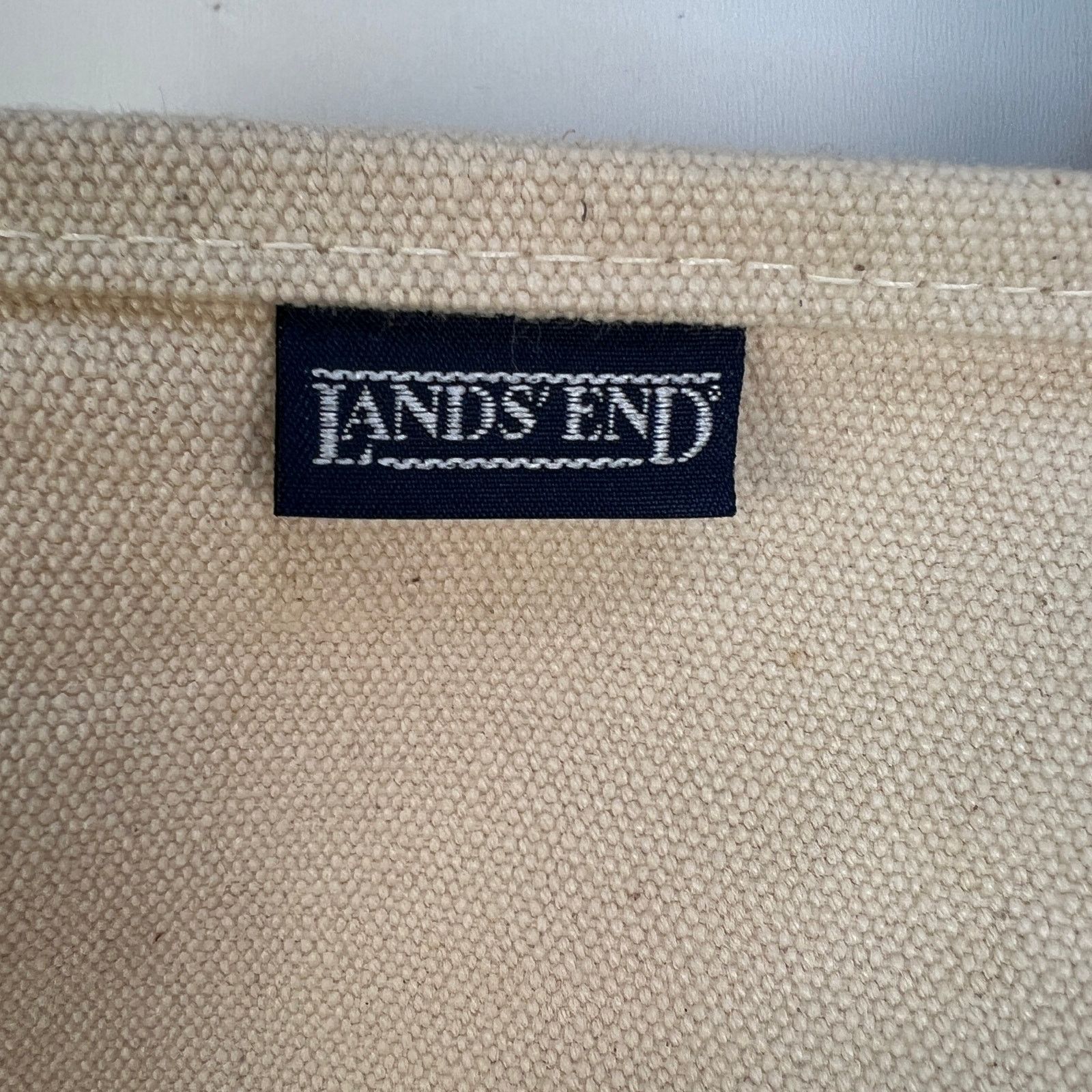 Lands' End × Vintage L.L. Bean Boat Tote Canvas Burgundy Trim Size ONE SIZE - 3 Thumbnail