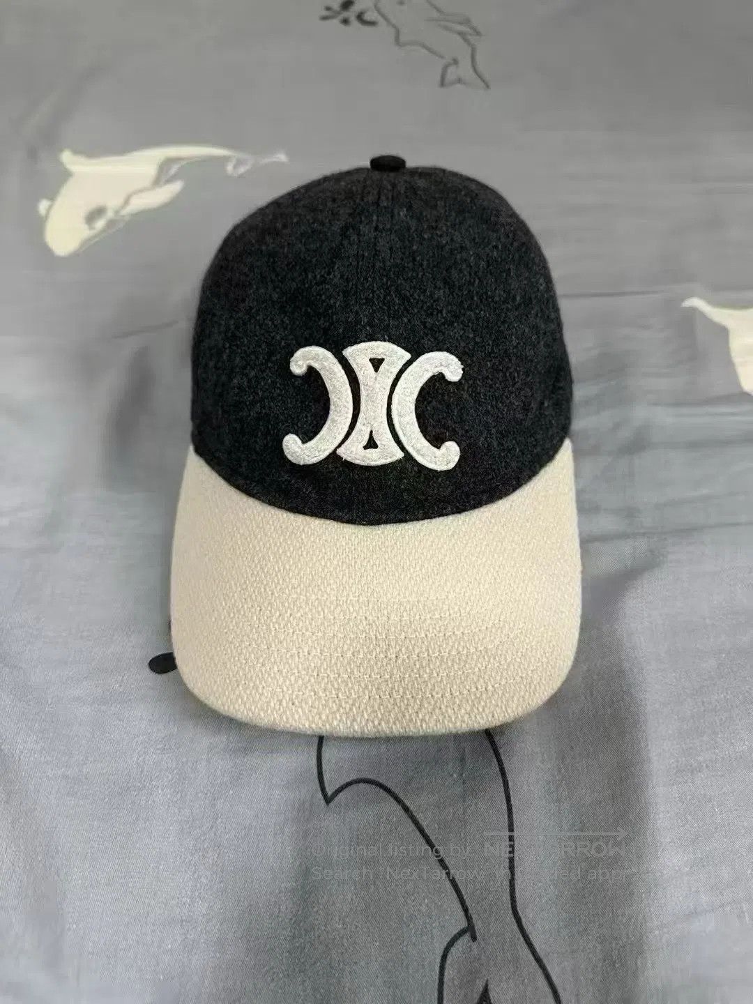 Celine CELINE Grey and White Color-Block Wool Triomphe Baseball C Size ONE SIZE - 1 Thumbnail