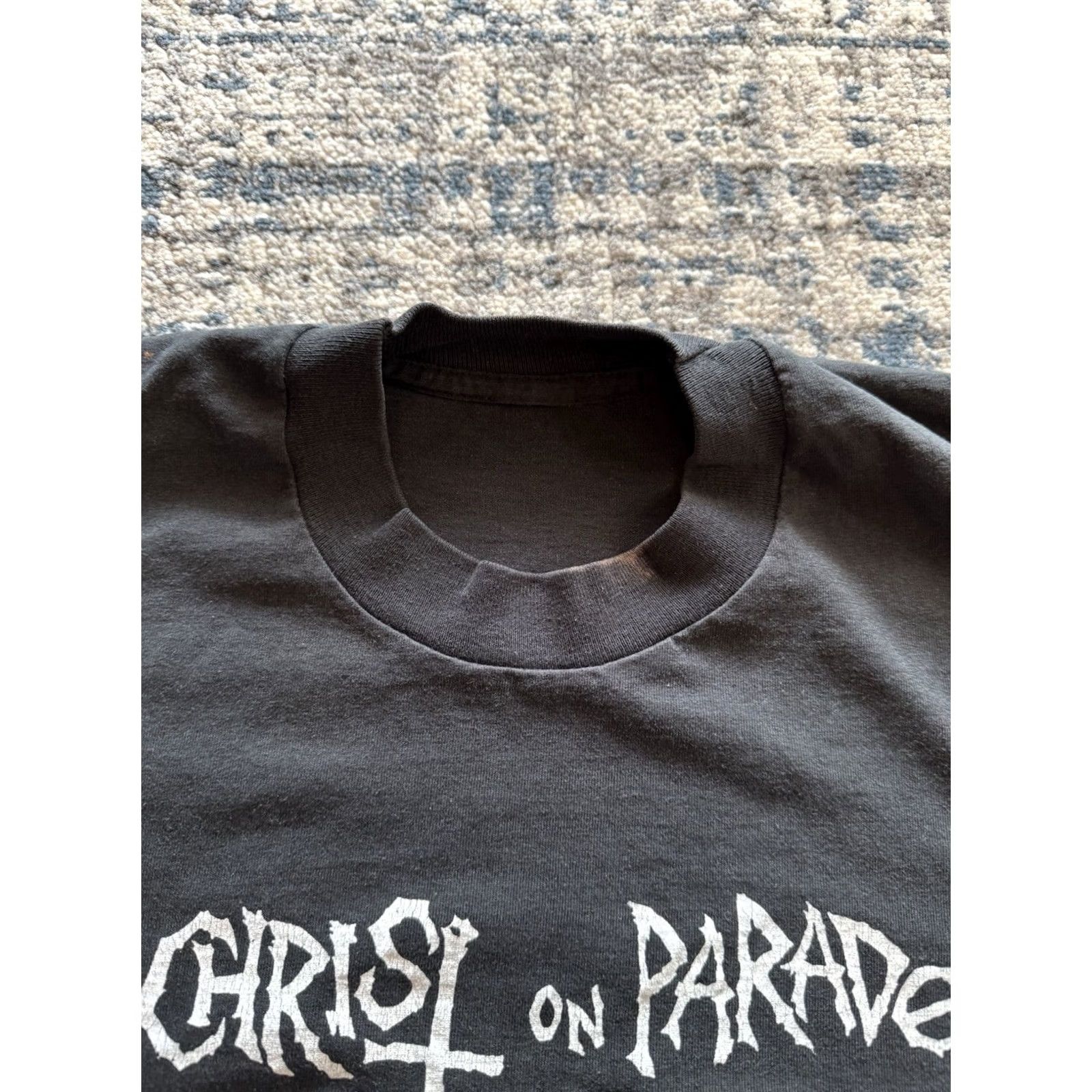 Vintage VINTAGE 90s Christ On Parade T Shirt Sz L Anarcho-Punk Band Faction Econochrist Shirt Mens Black 1990s Punk Band Graphic Print Size US L / EU 52-54 / 3 - 3 Thumbnail
