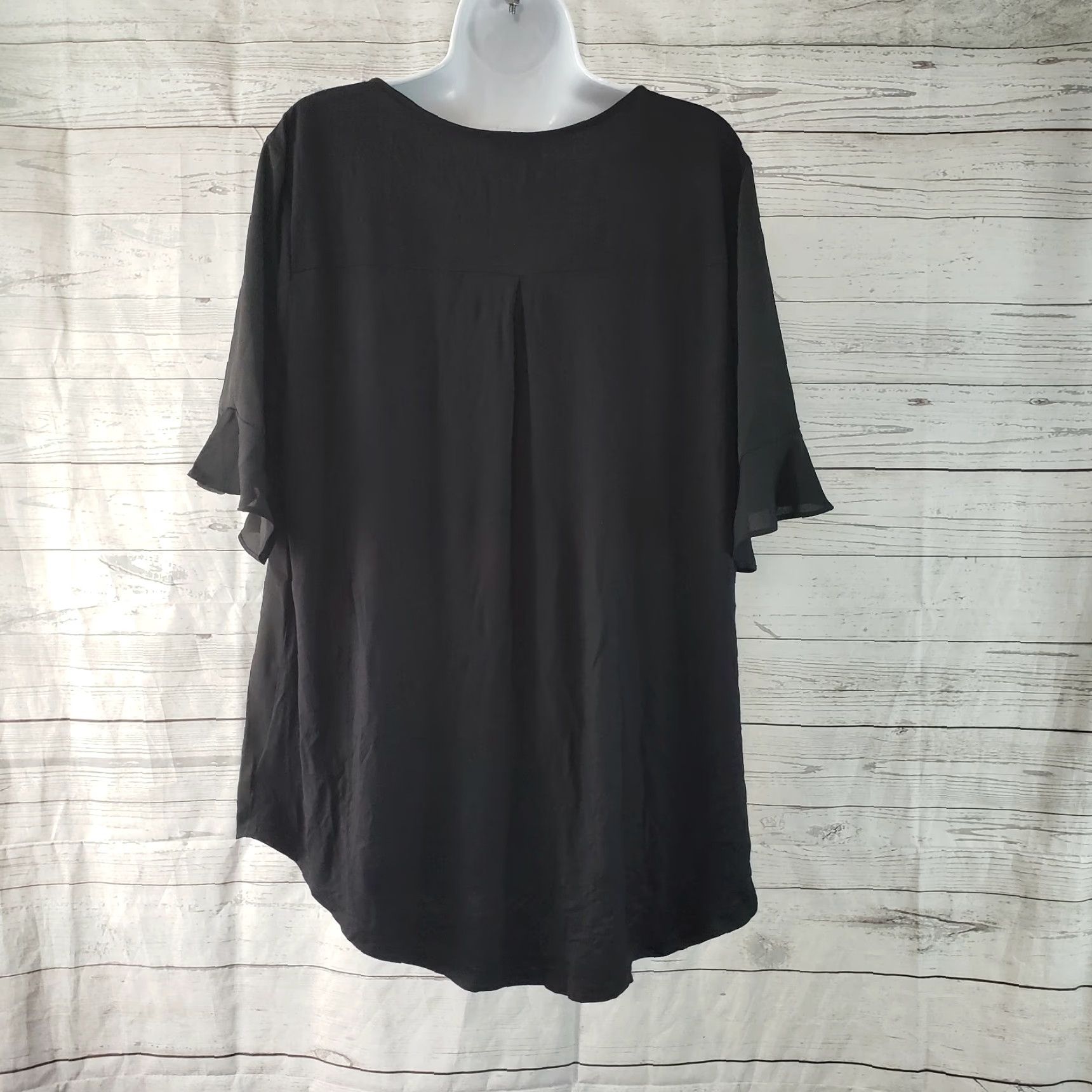 Vintage Fortune + Ivy Womens Top Sz 2XL Solid Black V-Neck ShirtAdults Womens 2XL Black V-Neck Solid Fortune + Ivy Size XXL / US 16-18 / IT 52-54 - 3 Thumbnail