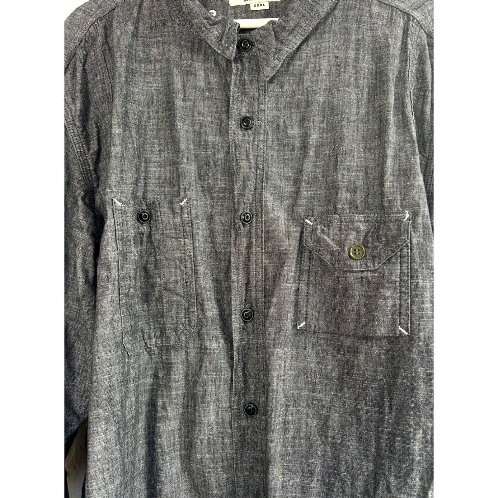 Vintage Birdwell Mens Chambray Button-Up Shirt XXL Gray Long Sleeve Casual Lightweight Shirt Mens XXXL Gray Chambray Button-Up, Pockets Size US XXL / EU 58 / 5 - 2 Thumbnail