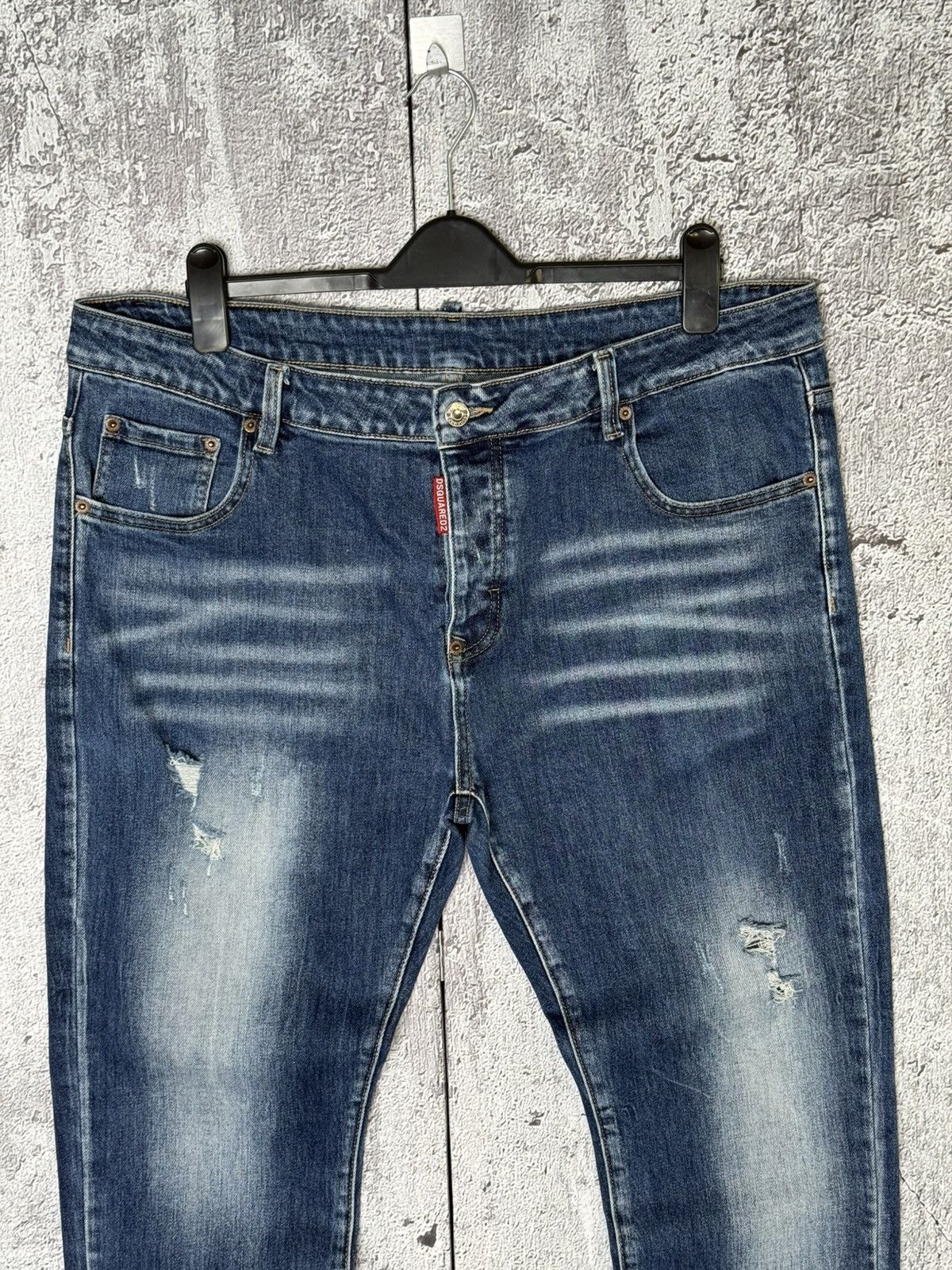 Dsquared2 Dsquared2 Distressed Denim Blue Slim Jeans Men’s Size 54 Size US 38 / EU 54 - 2 Thumbnail