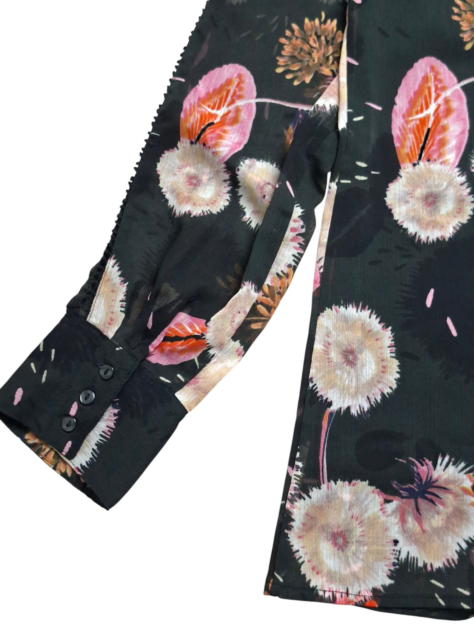 Desigual DESIGUAL Black Floral Blouse XL Long Sleeve Size XL / US 12-14 / IT 48-50 - 4 Thumbnail