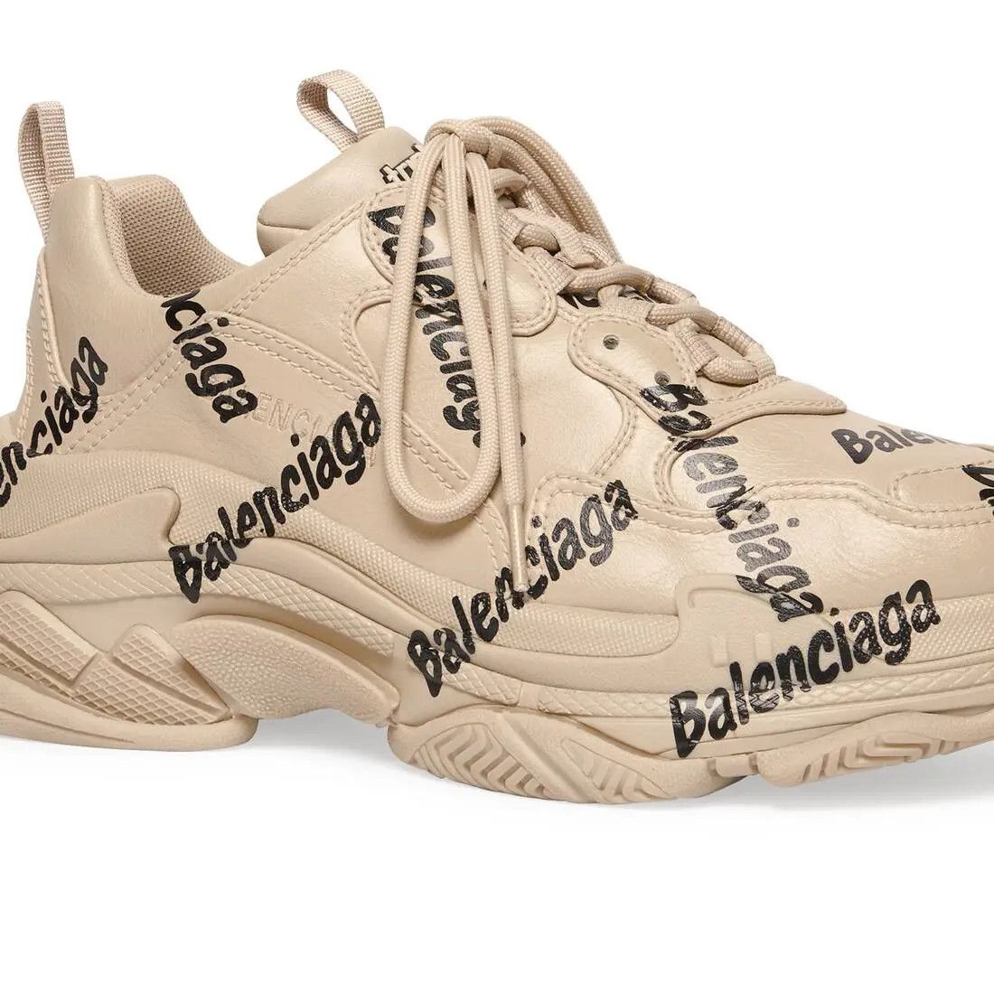Balenciaga o1mt1gz0325 Triple S Logotype Sneakers in Beige Size US 5 / IT 35 - 9 Thumbnail