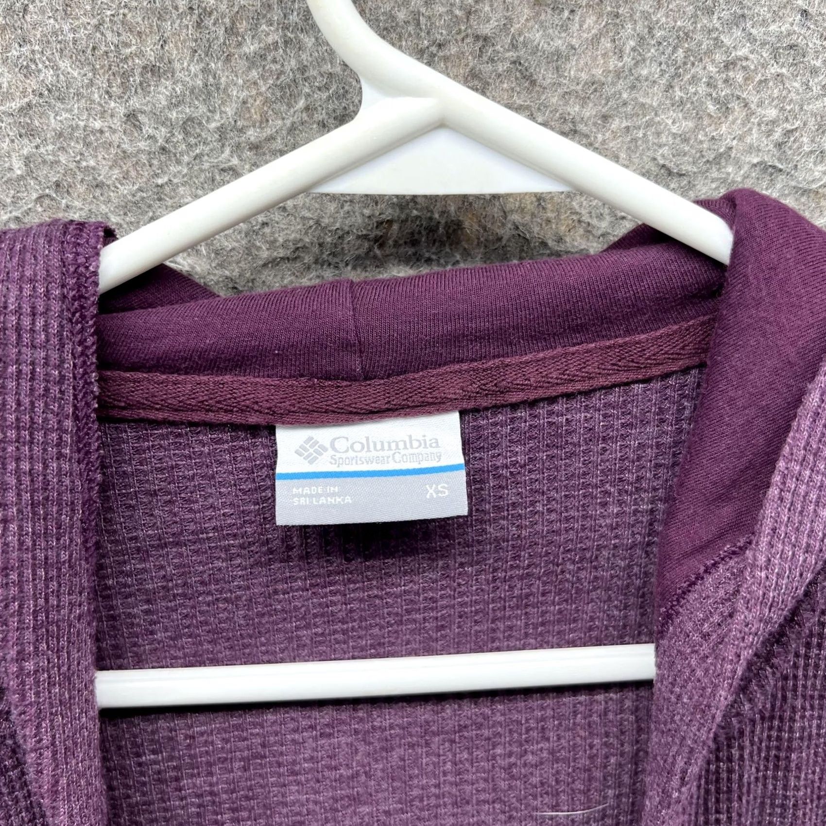 Vintage Columbia Sweater Womens XS Purple Waffle Knit Hooded Open Front Lightweight Cardigan Size XS / US 0-2 / IT 36-38 - 4 Thumbnail