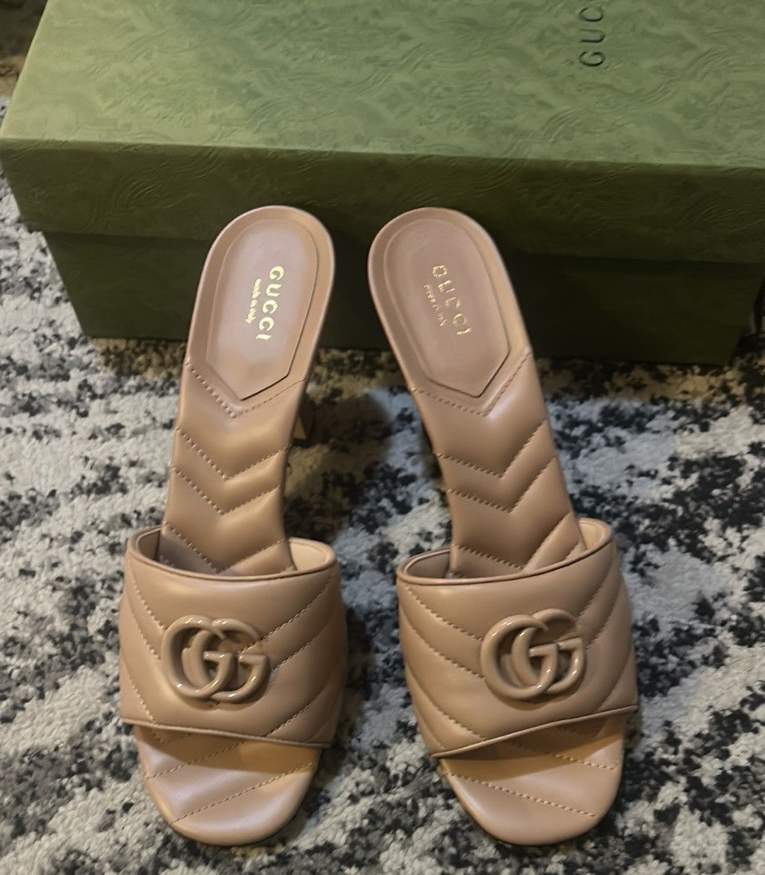 Gucci Gucci Double G Mid Heel Slide Sandal Camelia Size US 10 / IT 40 - 2 Thumbnail