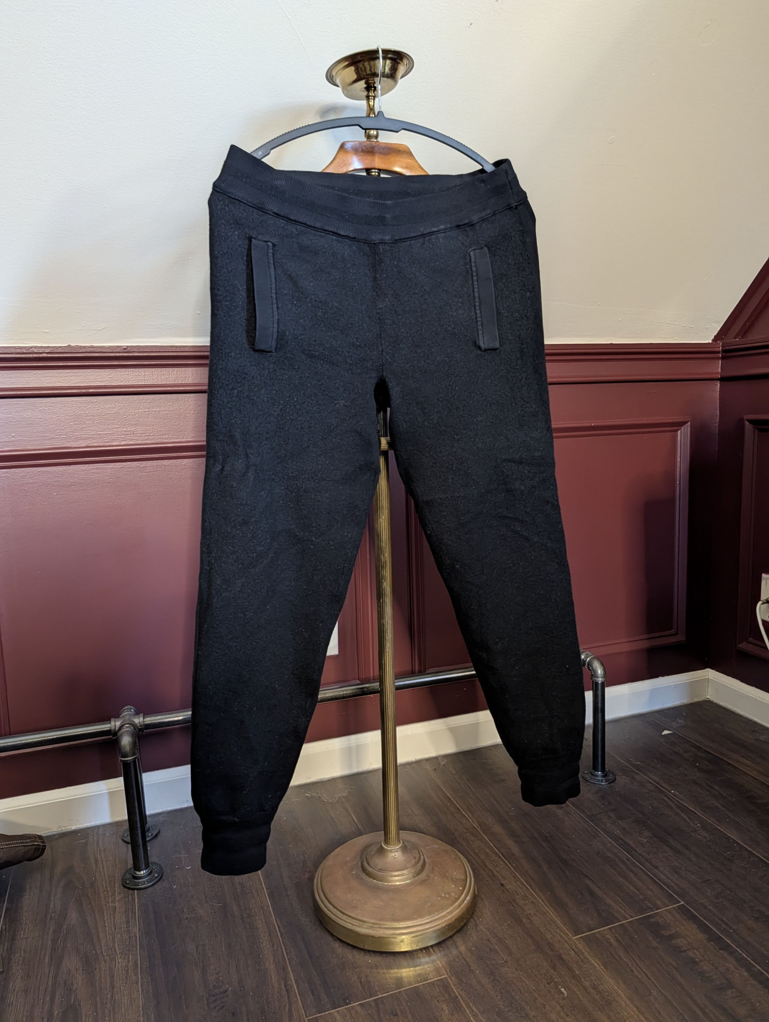Thick fuzzy wool knit black joggers sweatpants Medium