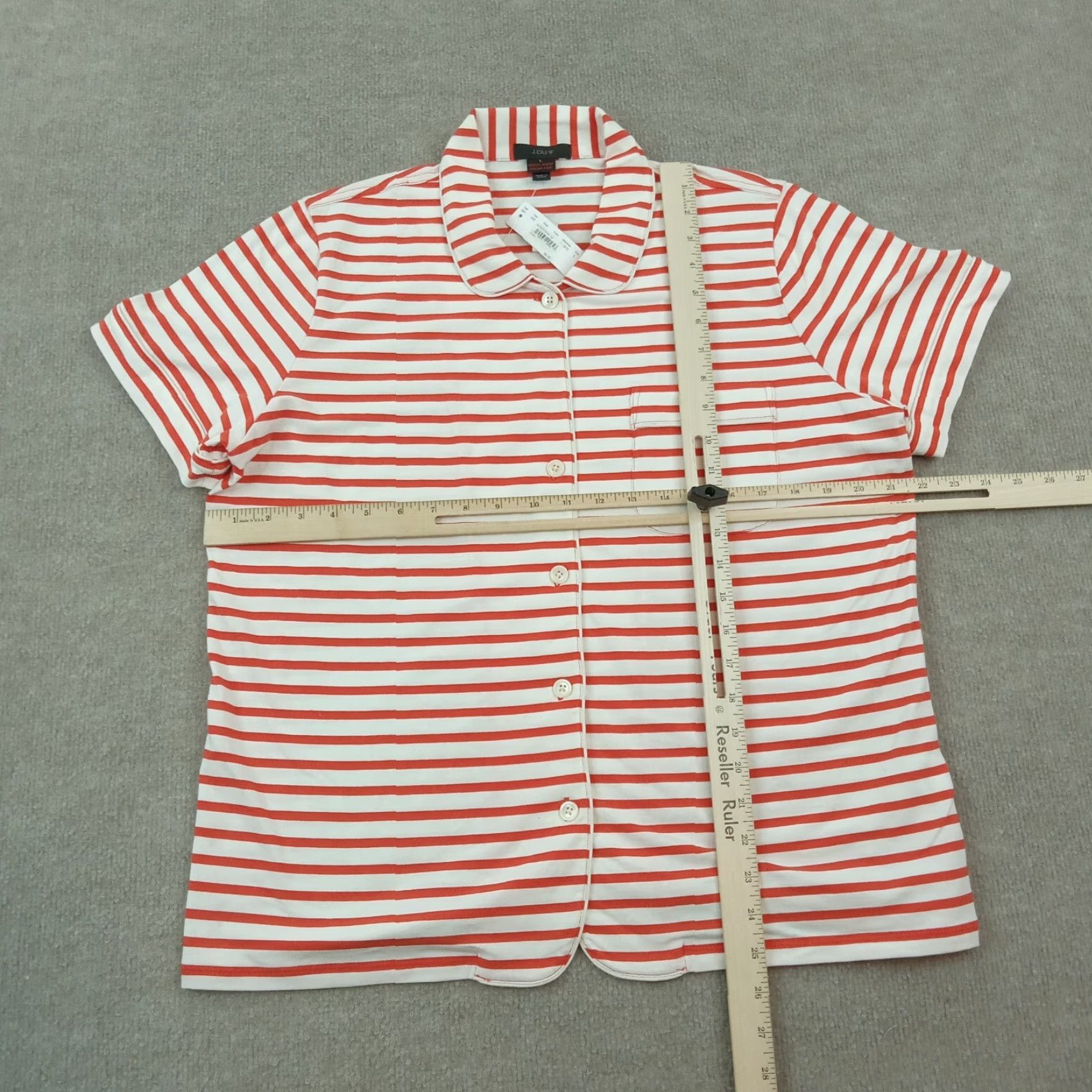J.Crew J. Crew Women's Red White Striped Short Sleeve Button Up Pajama Top Large Size ONE SIZE - 2 Thumbnail