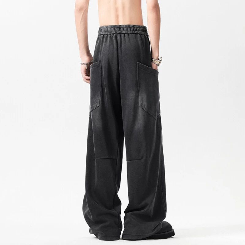 Japanese Brand × Jean Sweatpants Pockets Washed Solid Elastic Waist Size US 29 - 4 Thumbnail