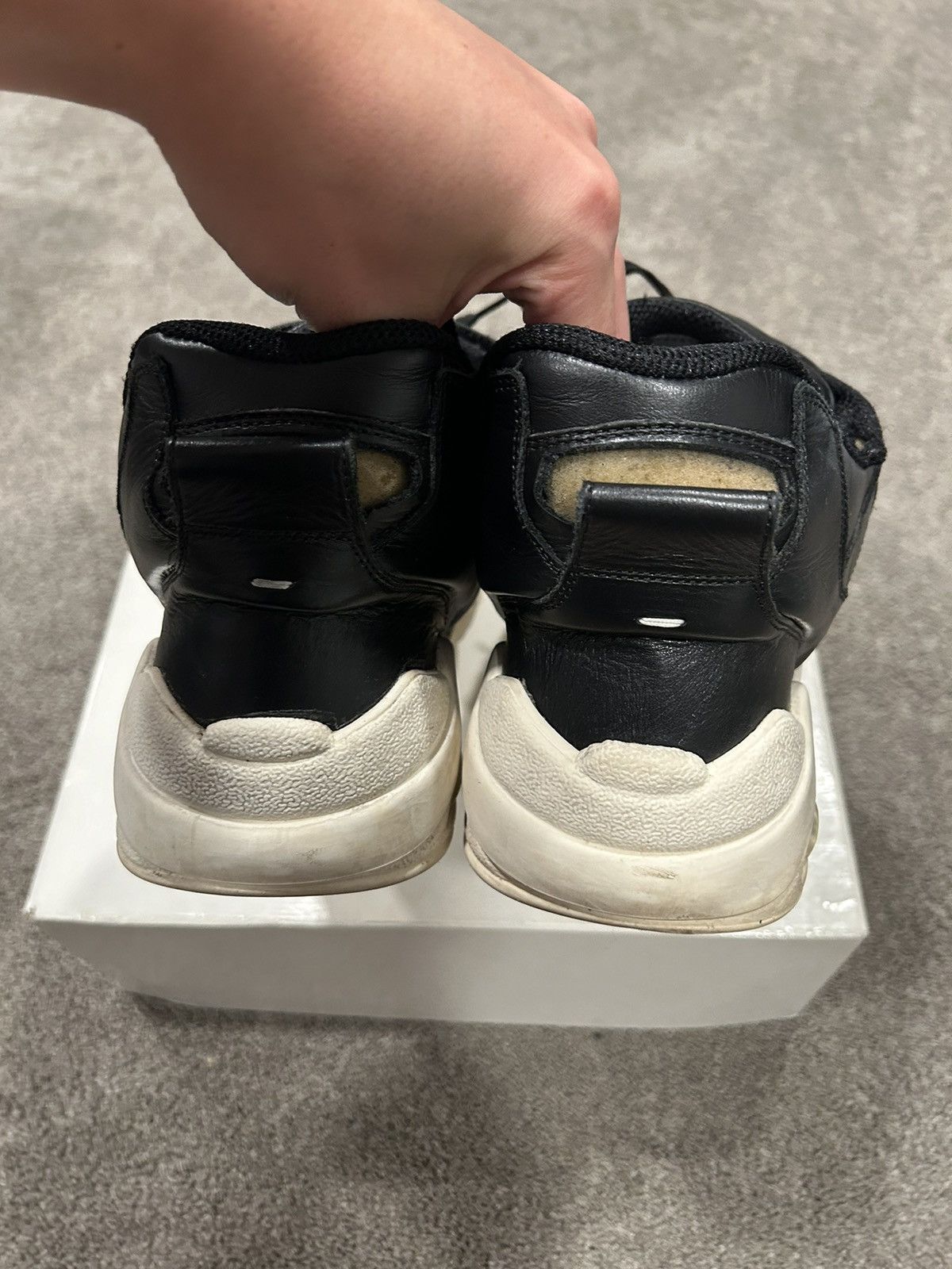 Maison Margiela Maison Margiela Retro Fit Artisanal Sneakers Black White Size US 13 / EU 46 - 4 Thumbnail