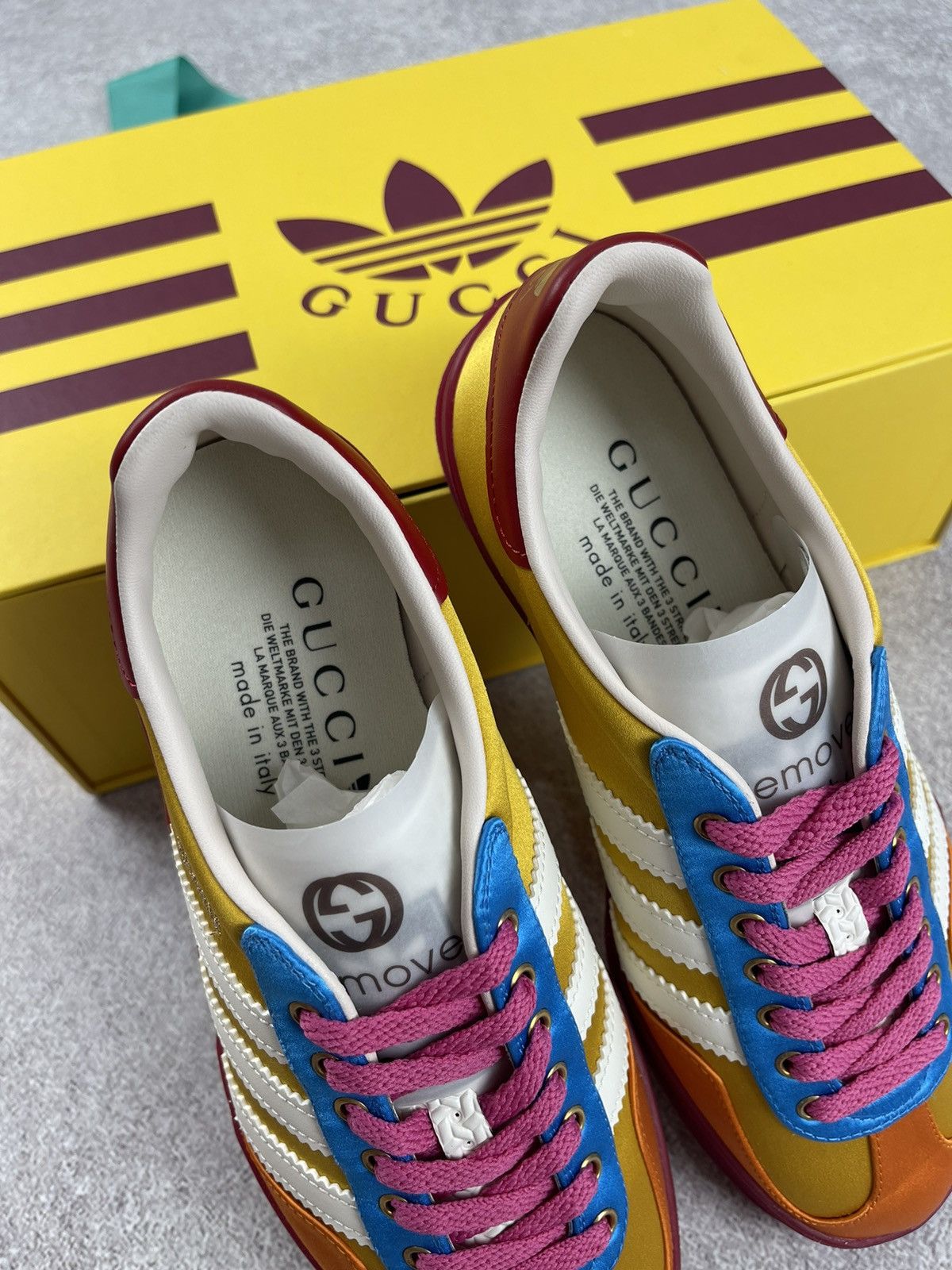 Gucci Adidas × Gucci Gazelle Yellow/White/Red Sneakers Size 37 1/3 Size US 6 / IT 36 - 5 Thumbnail