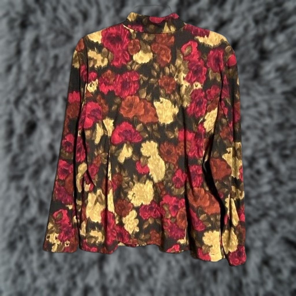 Element VINTAGE 90s Y2K Full Zip Jacket XL Floral Dark Romantic Whimsigoth Boho Fall Womens XL Black Elementz Blouse Jacket Size XL / US 12-14 / IT 48-50 - 1 Thumbnail