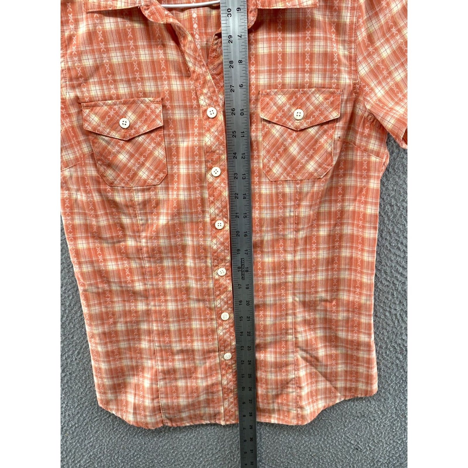 Vintage Bit & Bridle Orange Plaid Button Front Elastic Back Top Blouse Size S Short Sleeve Casual Shirt Women Size S / US 4 / IT 40 - 6 Thumbnail