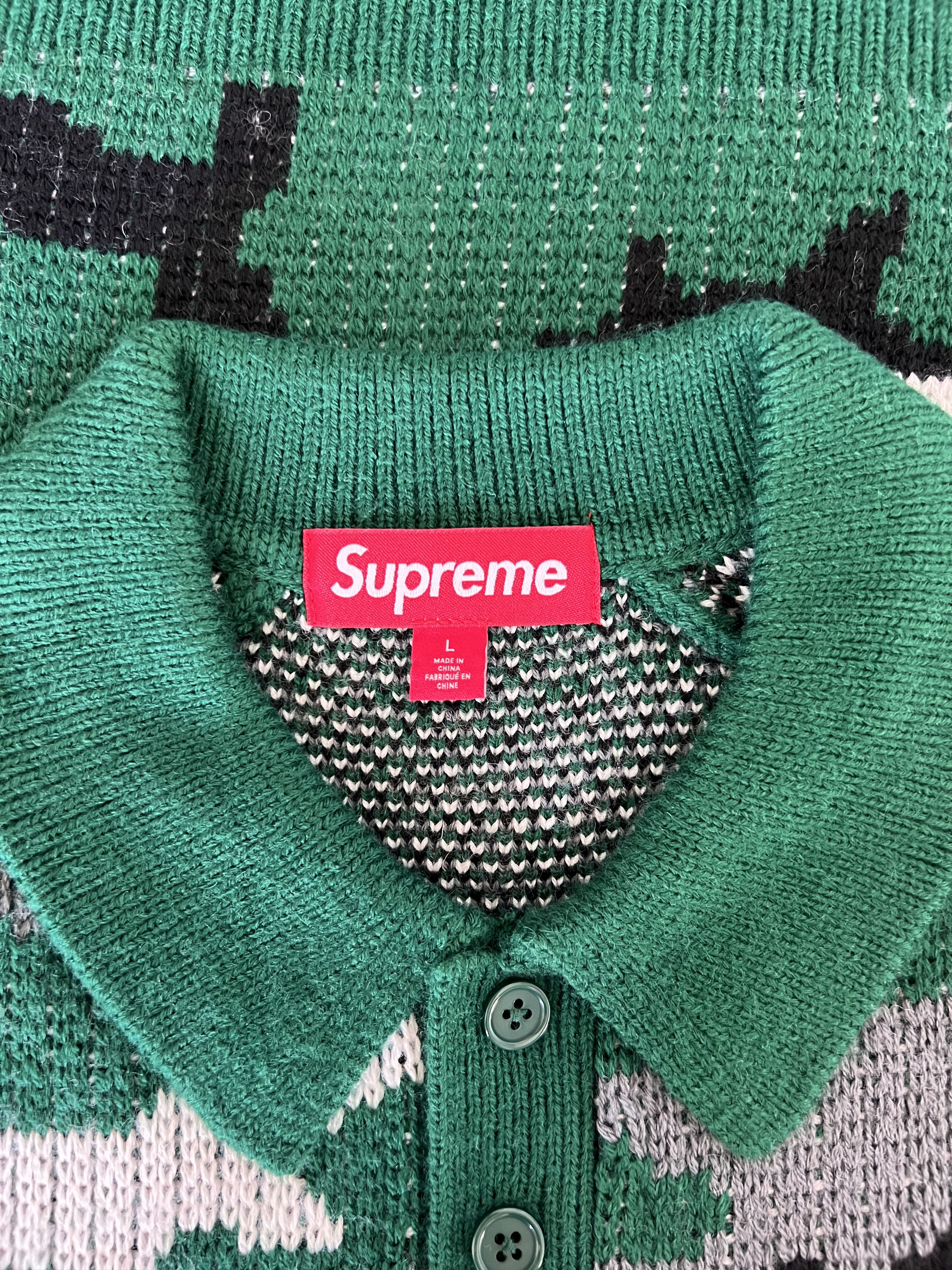 Supreme Supreme Small Box Logo Polo Sweater in Green Camo Size US L / EU 52-54 / 3 - 7 Thumbnail