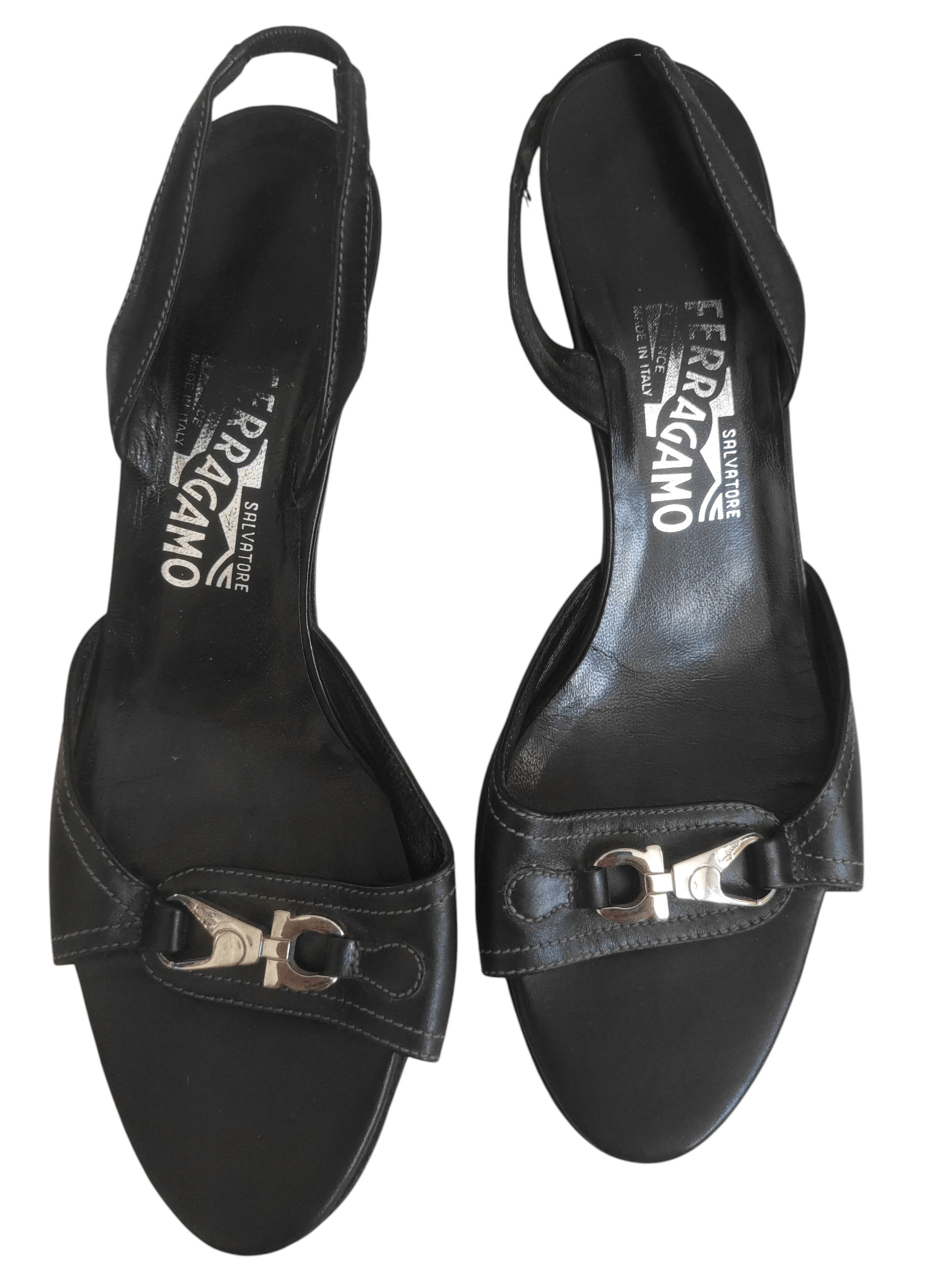 Salvatore Ferragamo Salvatore Ferragamo Black Strap Leather Sandals Size US 8 / IT 38 - 1 Thumbnail