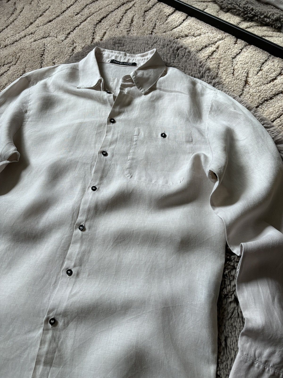 hannes roether Hannes Roether shirt beige linen long sleeve shirt Size US M / EU 48-50 / 2 - 4 Thumbnail