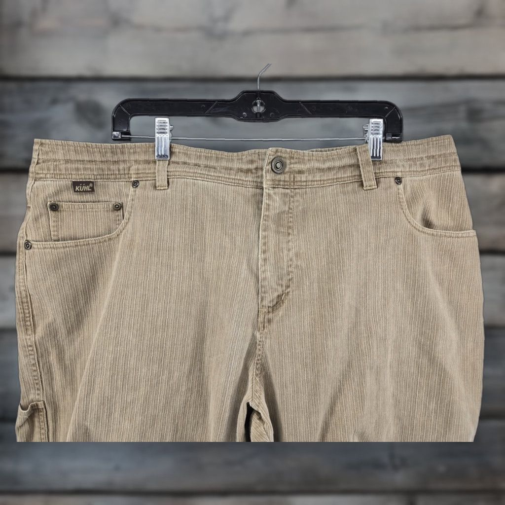 Vintage Kuhl Hi Lo Cord Khaki Beige Canvas Straight Leg Pants Men's 40x30 Size US 40 / EU 56 - 1 Thumbnail