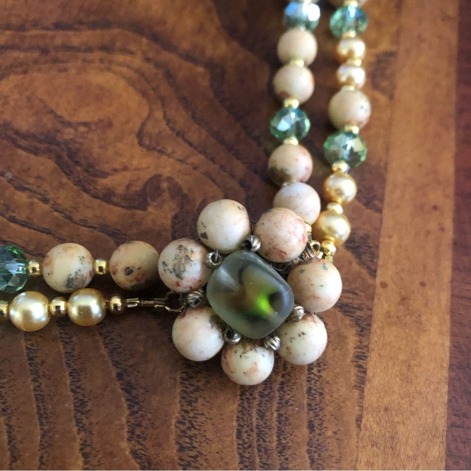 Handmade Handcrafted double strand vintage bead rondelle necklace Size ONE SIZE - 7 Thumbnail