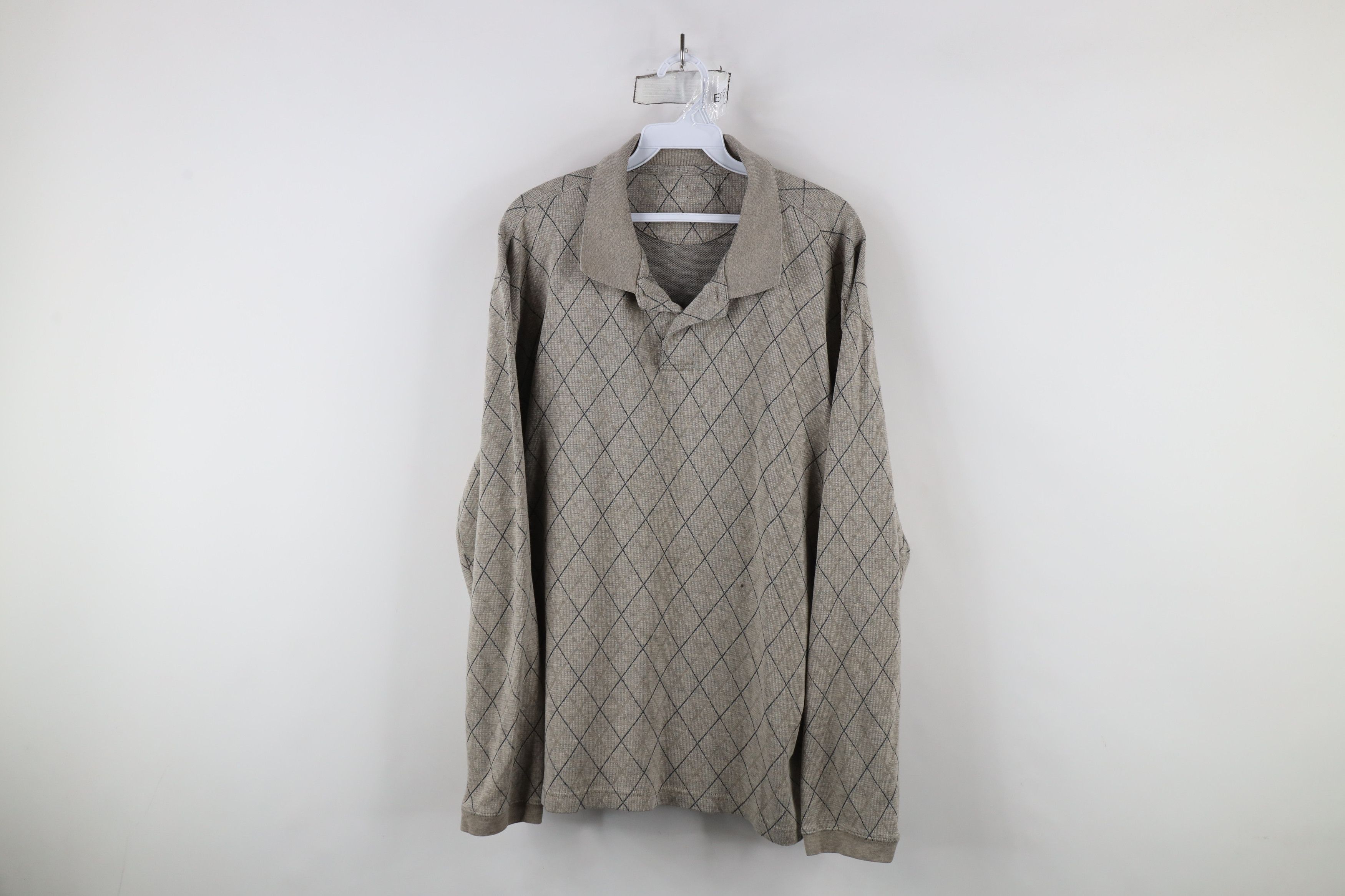 Vintage Vintage 90s Streetwear Argyle Diamond Long Sleeve Rugby Polo Size US XL / EU 56 / 4 - 1 Thumbnail