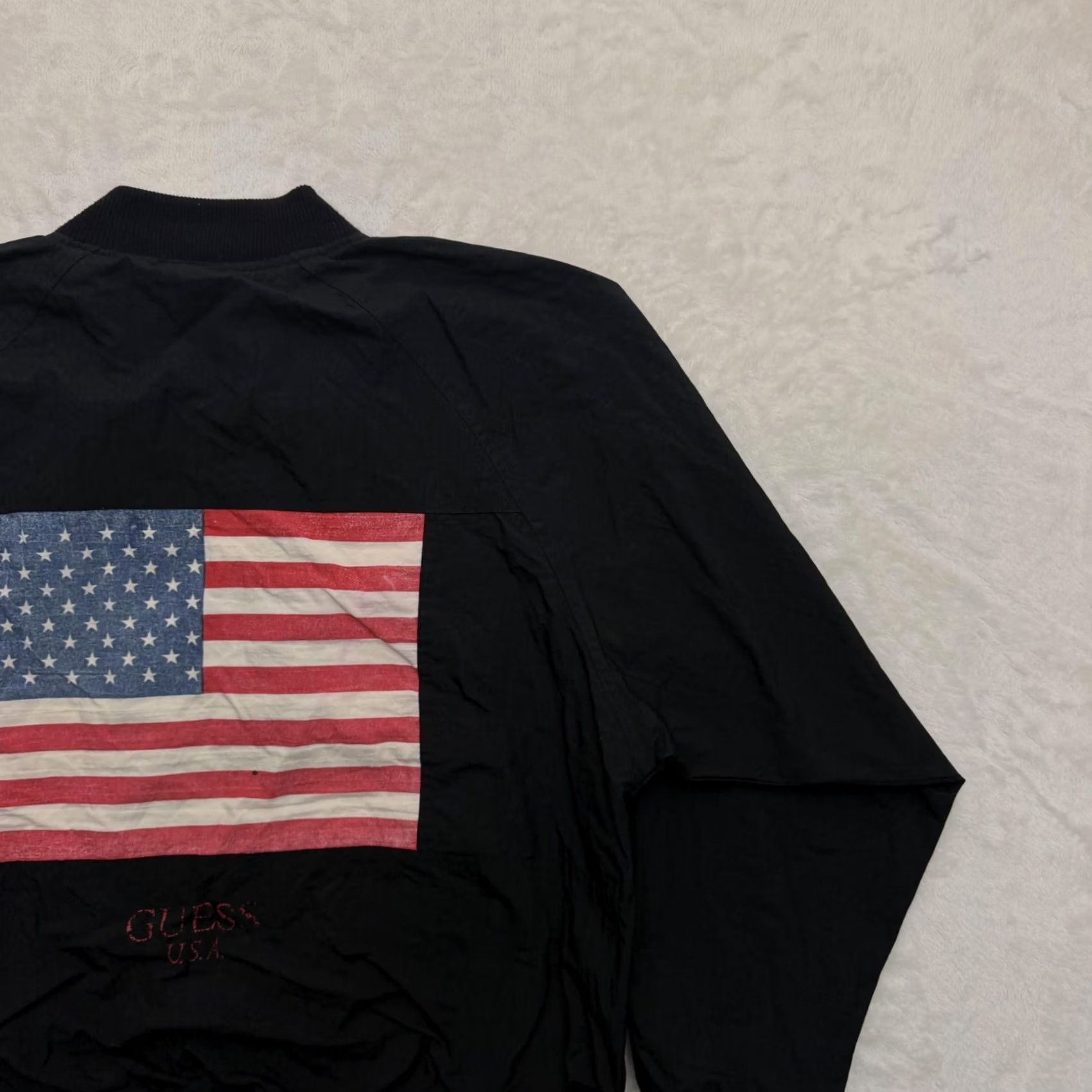 Guess VINTAGE GUESS Georges Marciano Jacket Mens One Size Large Black Bomber USA Flag Size US M / EU 48-50 / 2 - 5 Thumbnail