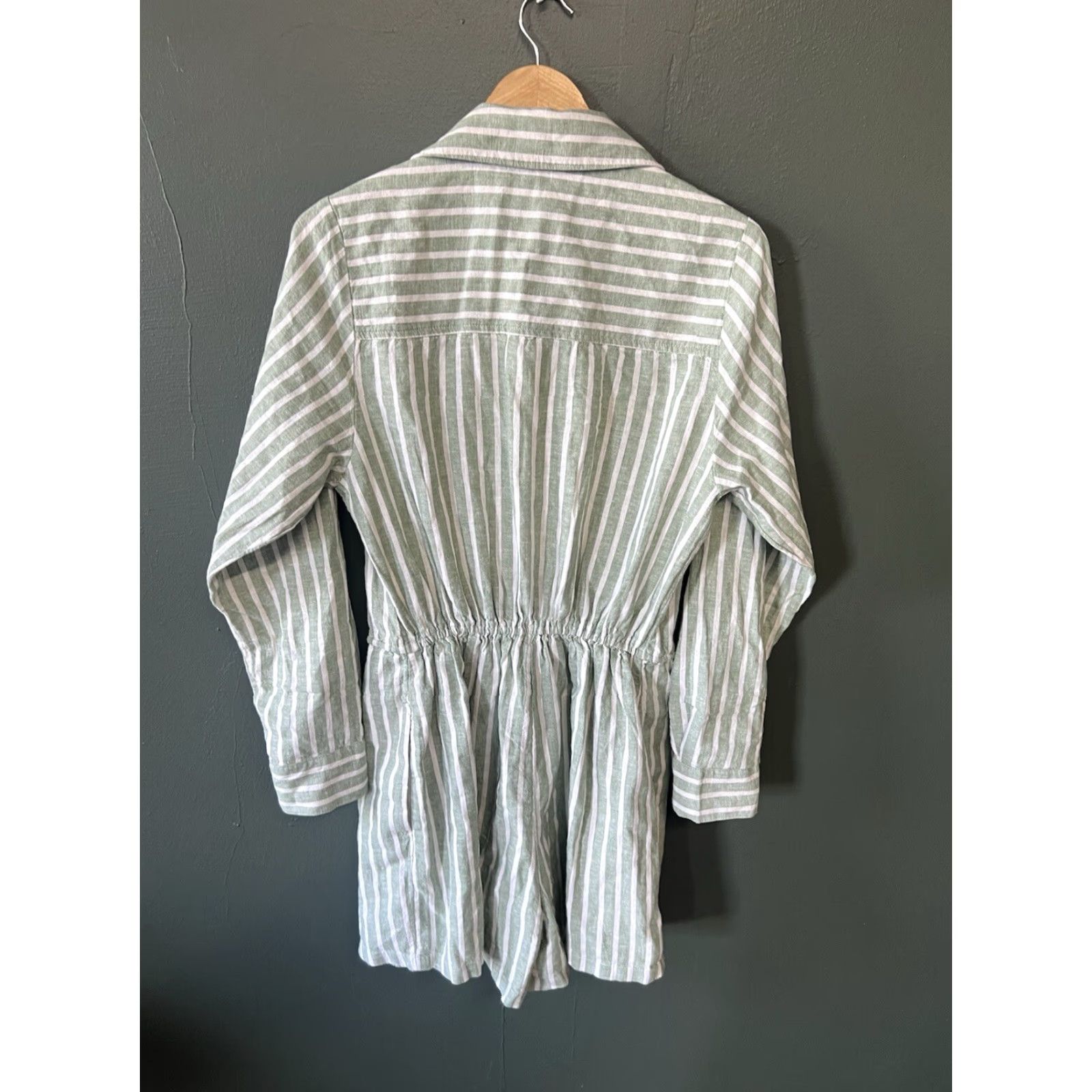 Abercrombie & Fitch Abercrombie & Fitch Womens Green Long Sleeve One Piece Jumpsuit Sz S Tall Linen Size S / US 4 / IT 40 - 2 Thumbnail