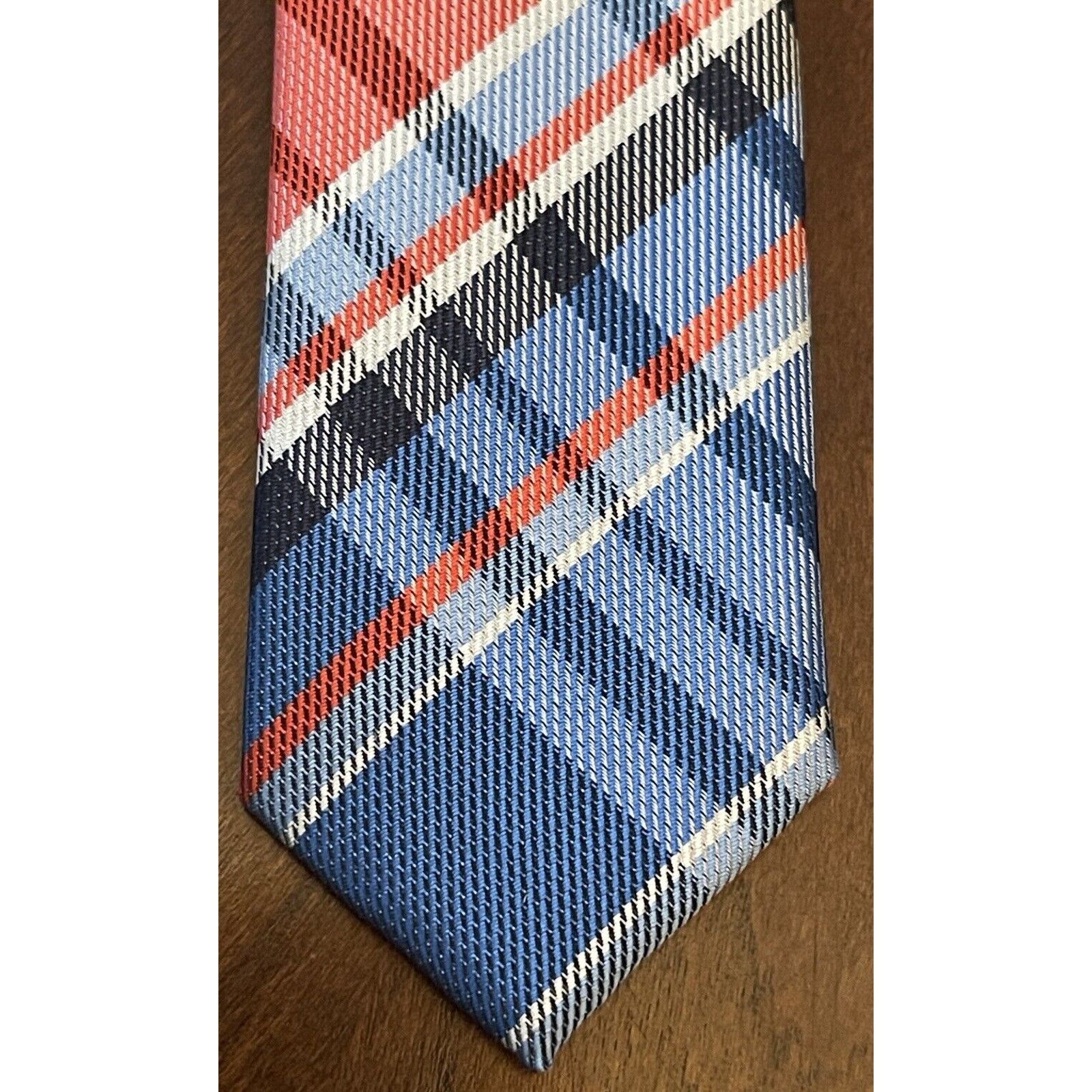 Jones New York Jones New York Red Blue 100% Polyester Tie Made In China Size ONE SIZE - 6 Thumbnail