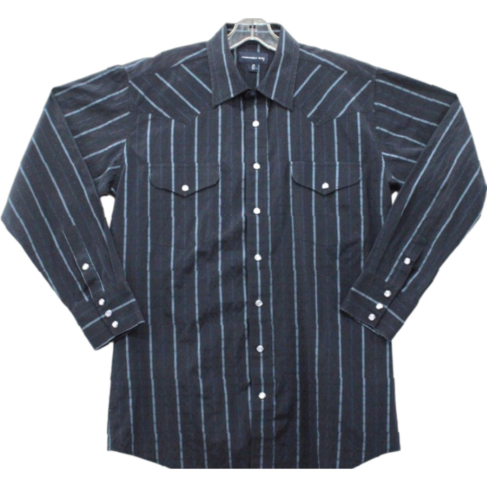 Vintage Panhandle Slim Shirt Mens Medium Blue Striped Diamond Print Pearl Snap Western Size US M / EU 48-50 / 2 - 1 Thumbnail