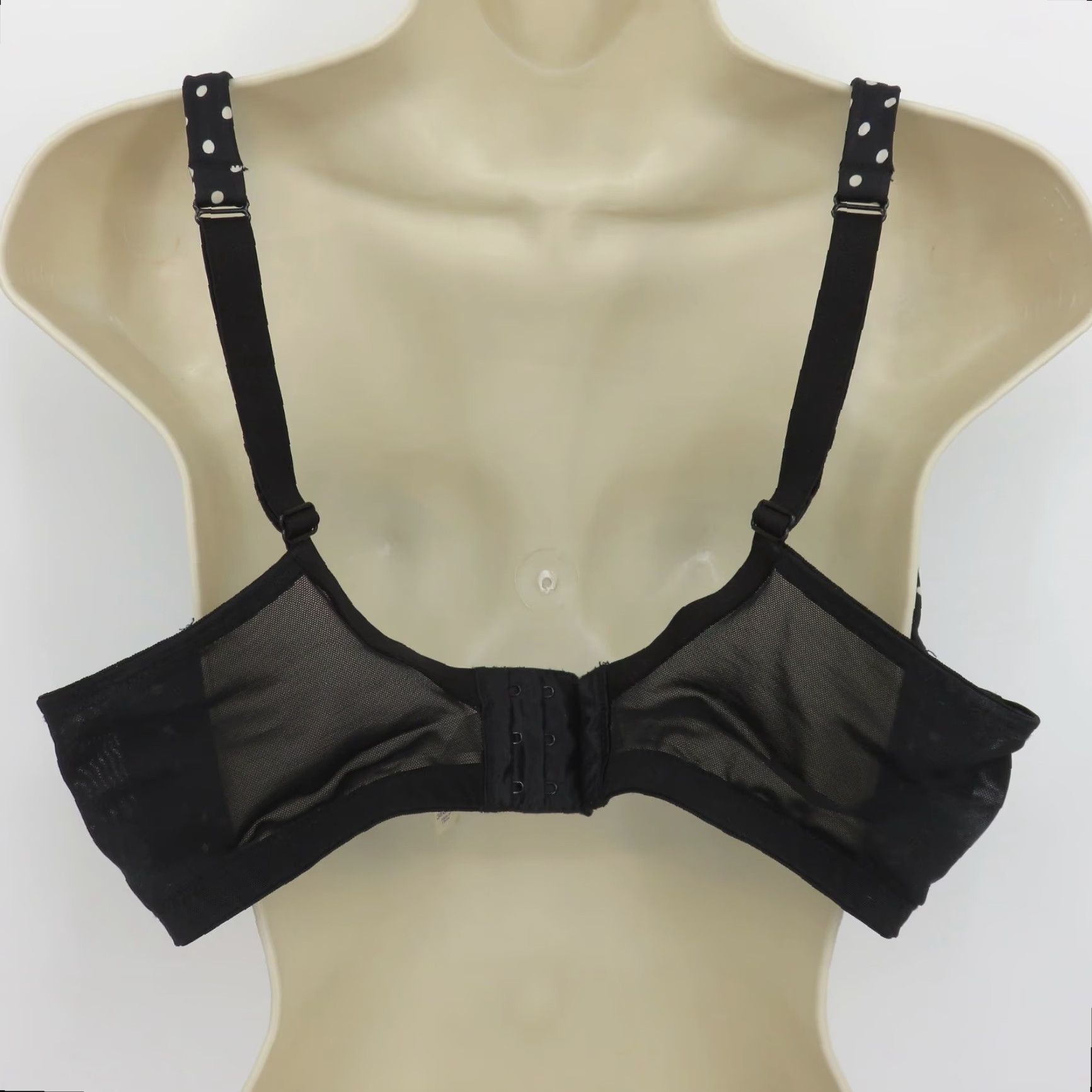 Vintage Cacique Bra Full Coverage Underwire 38DDD Black White Polka Dot T-Shirt Bra Plus Size Womens Size ONE SIZE - 6 Thumbnail