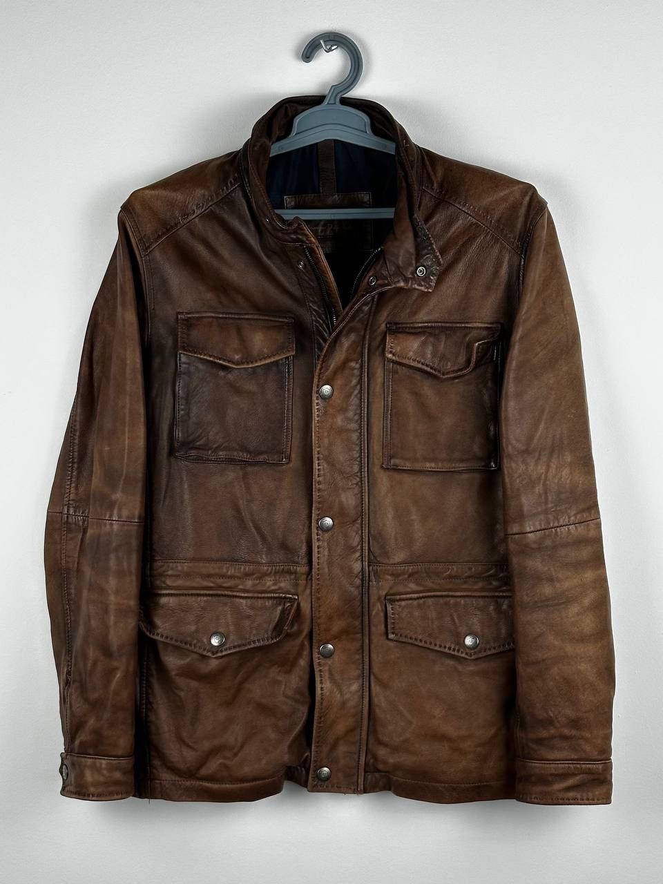 MASSIMO DUTTI MEN'S PREMIUM GENUINE LEATHER JACKET | BROWN