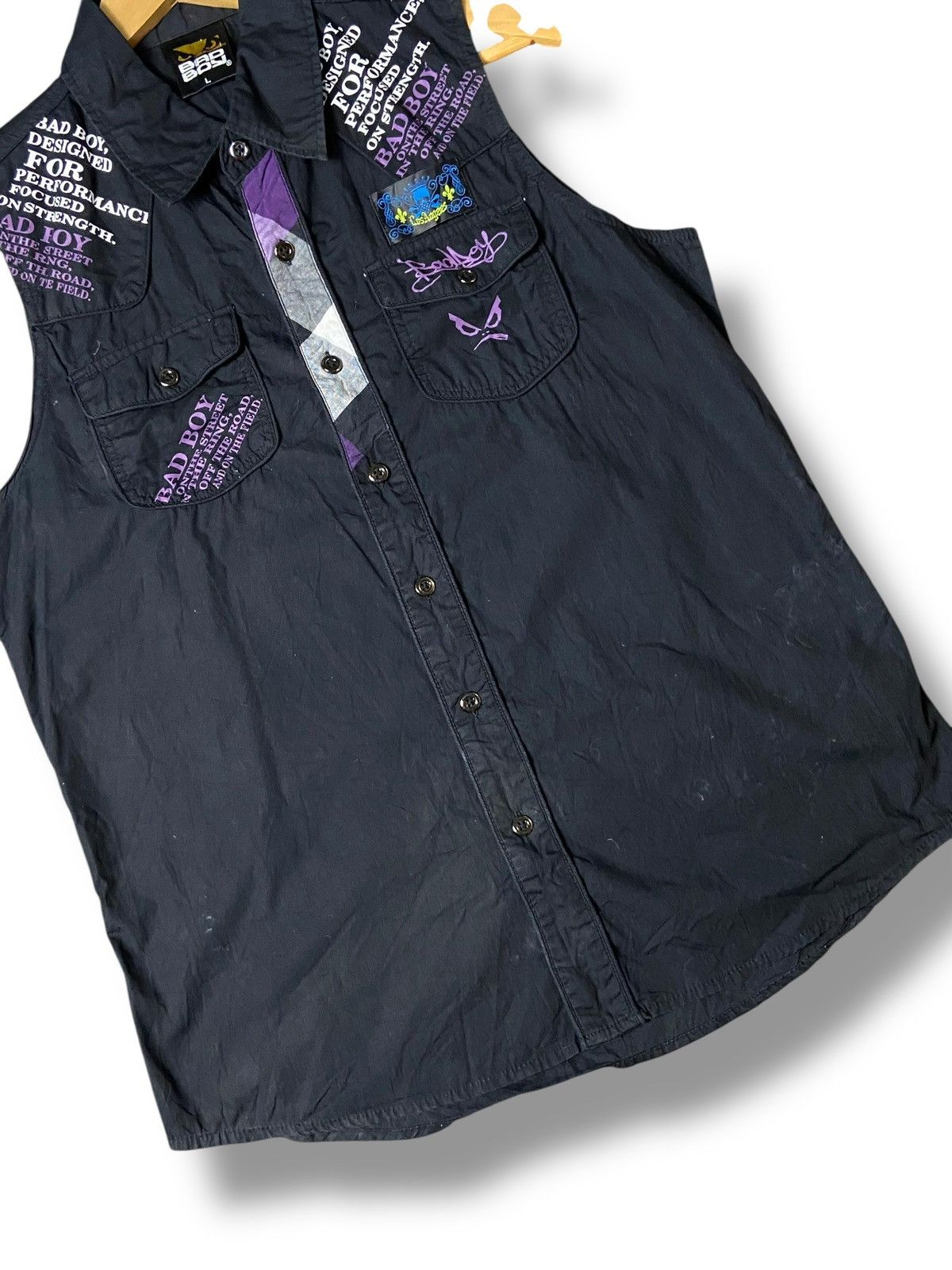 Japanese Brand Bad Boy Brand Sleeveless Button Up Shirt (149) Size US L / EU 52-54 / 3 - 4 Thumbnail