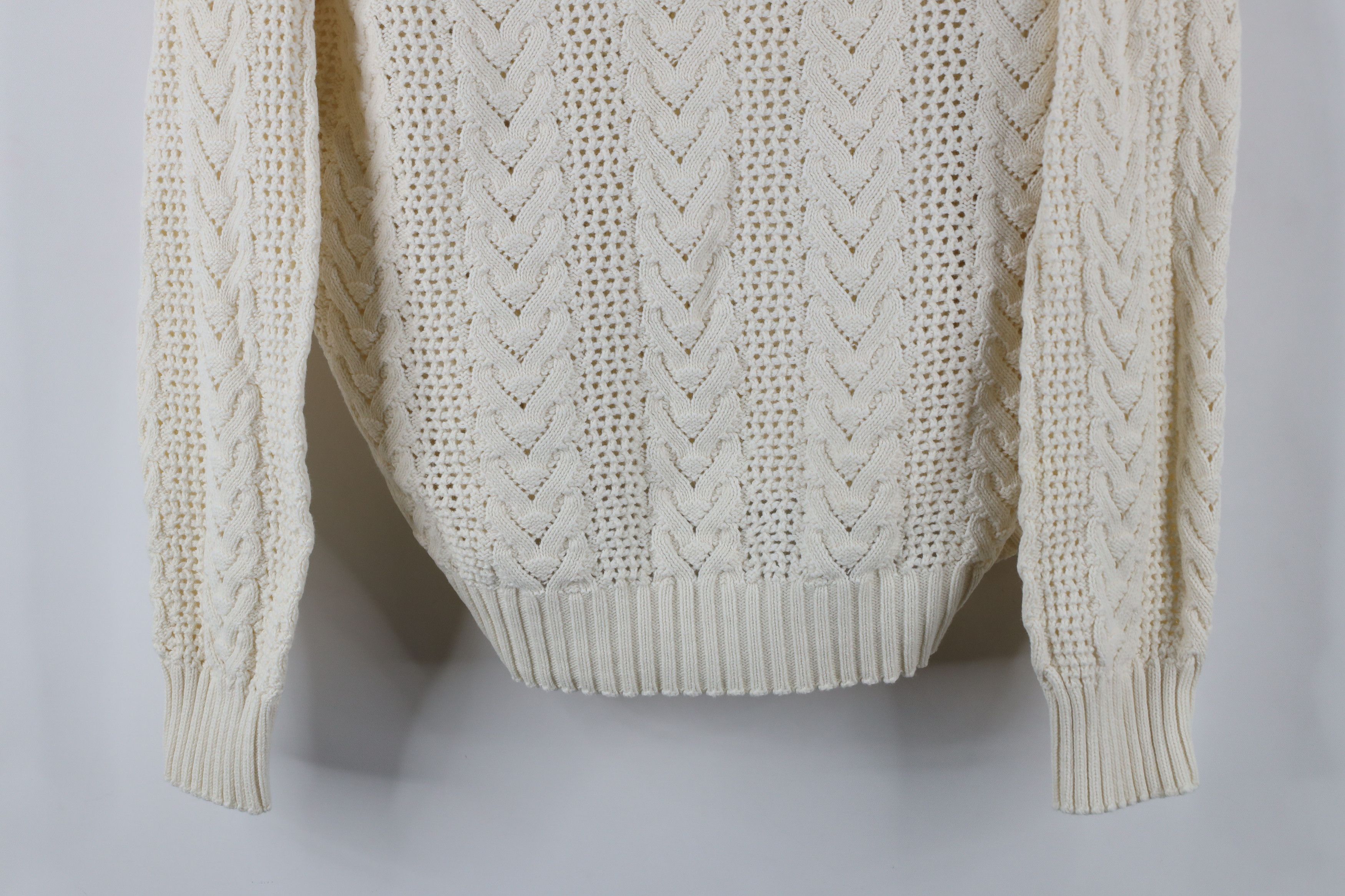 Vintage Vintage 90s Streetwear Fisherman Knit Aran Sweater Cream Size L / US 10 / IT 46 - 3 Thumbnail