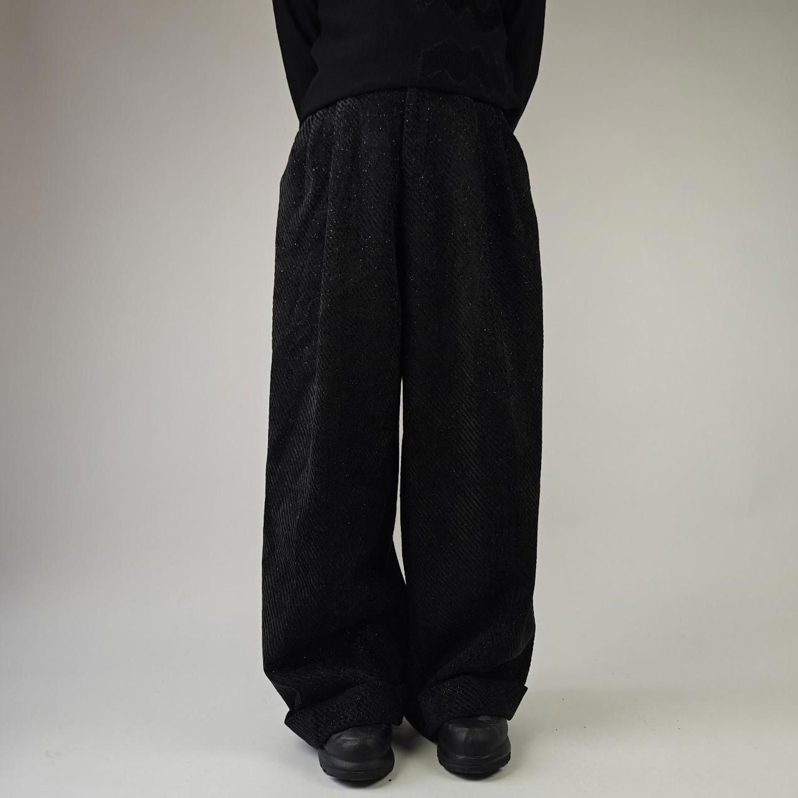 Other Black Twill Wide Leg Pleated Trousers Size US 32 / EU 48 - 1 Thumbnail