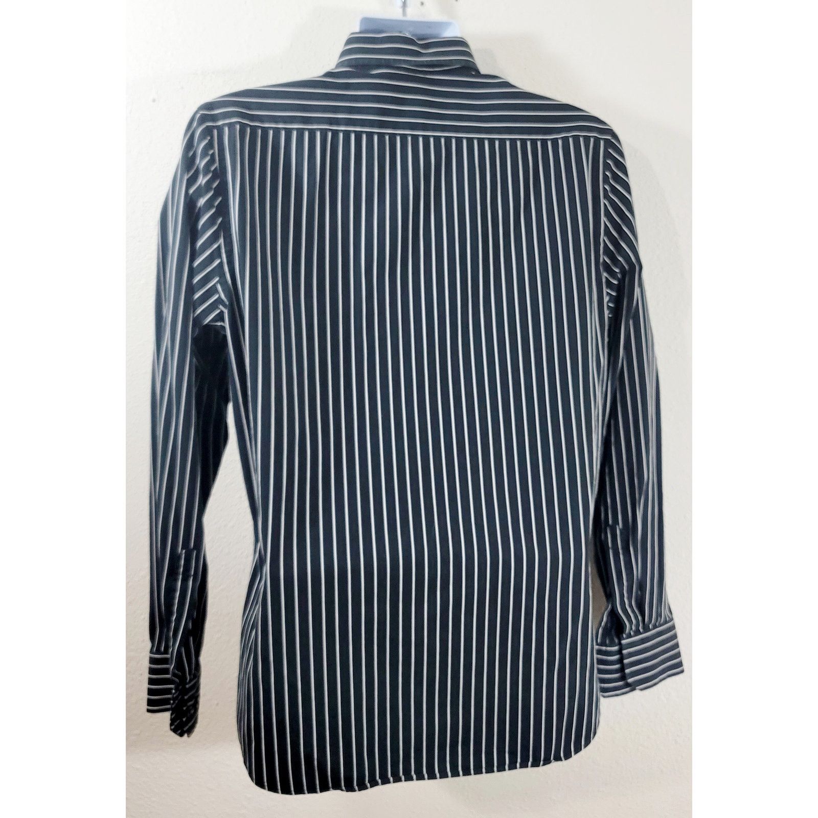 Express Express 1MX Black White Stripe Button Shirt Medium 15 15.5 Size US M / EU 48-50 / 2 - 2 Thumbnail