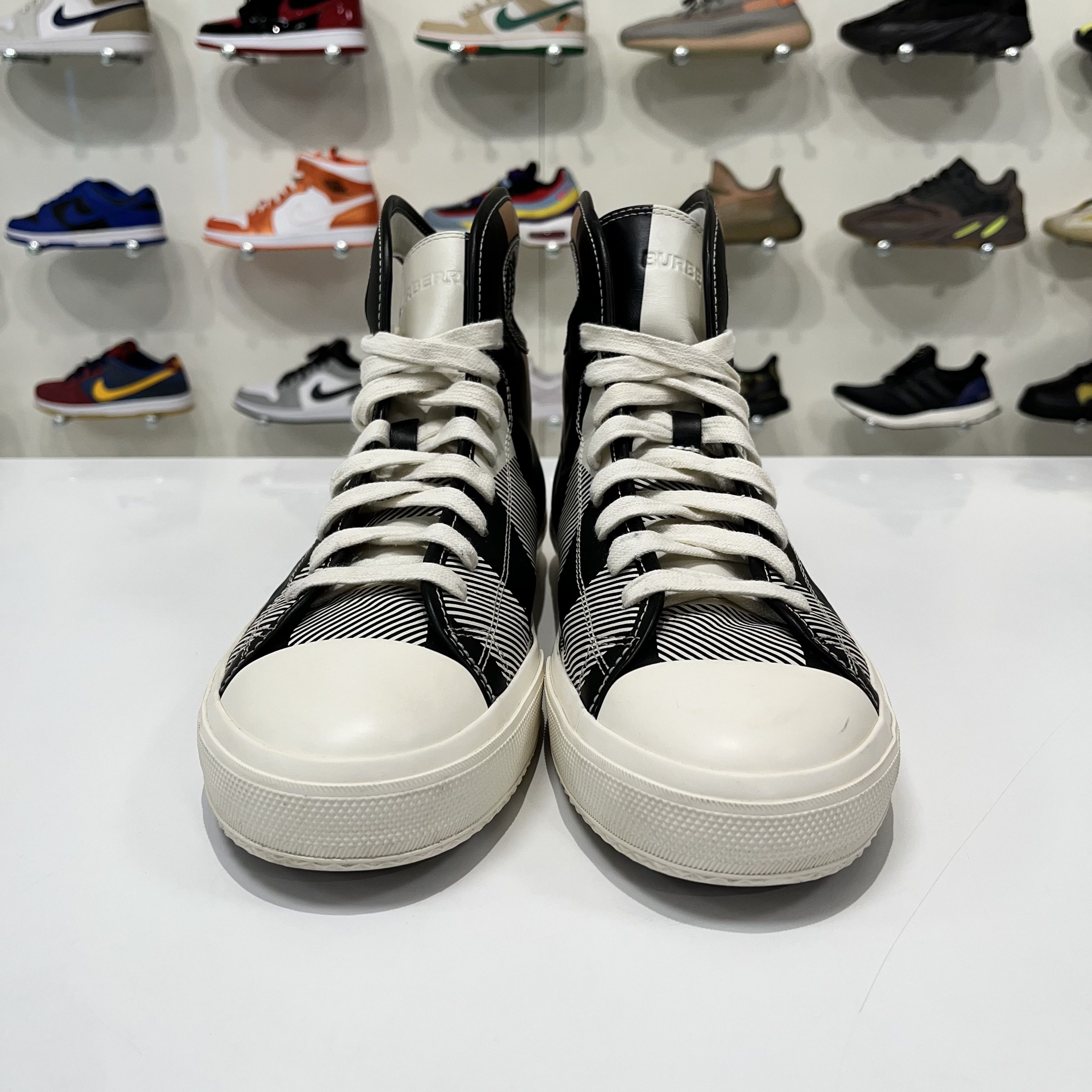 Burberry Burberry Larkhall High-Top Sneakers Check Print Leather Size US 12.5 / EU 45-46 - 9 Thumbnail