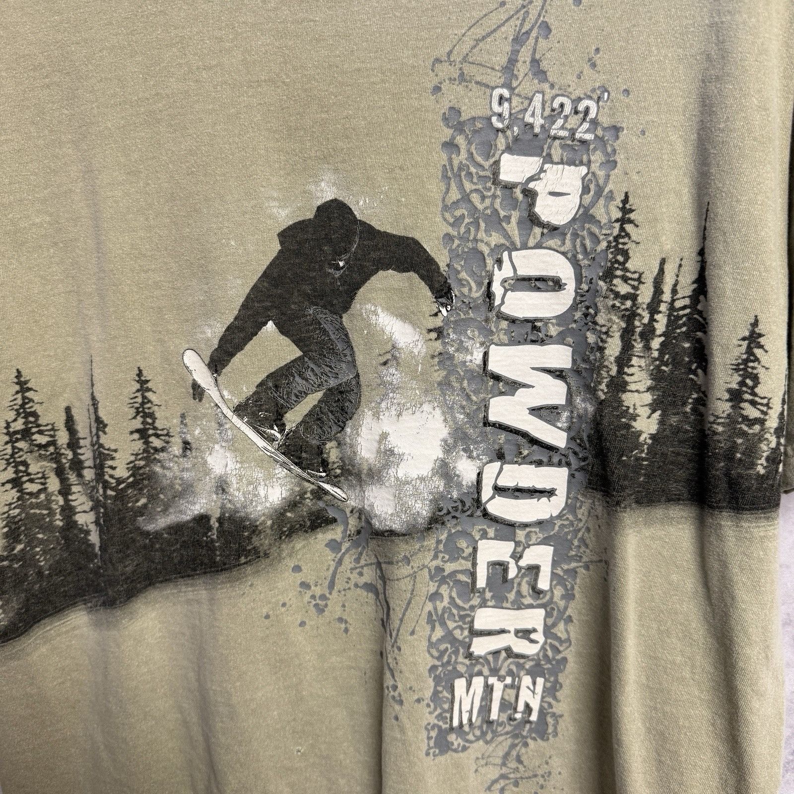 Vintage Vintage Powder Mountain Snowboard T Shirt Mens Large Brown Size US L / EU 52-54 / 3 - 5 Thumbnail