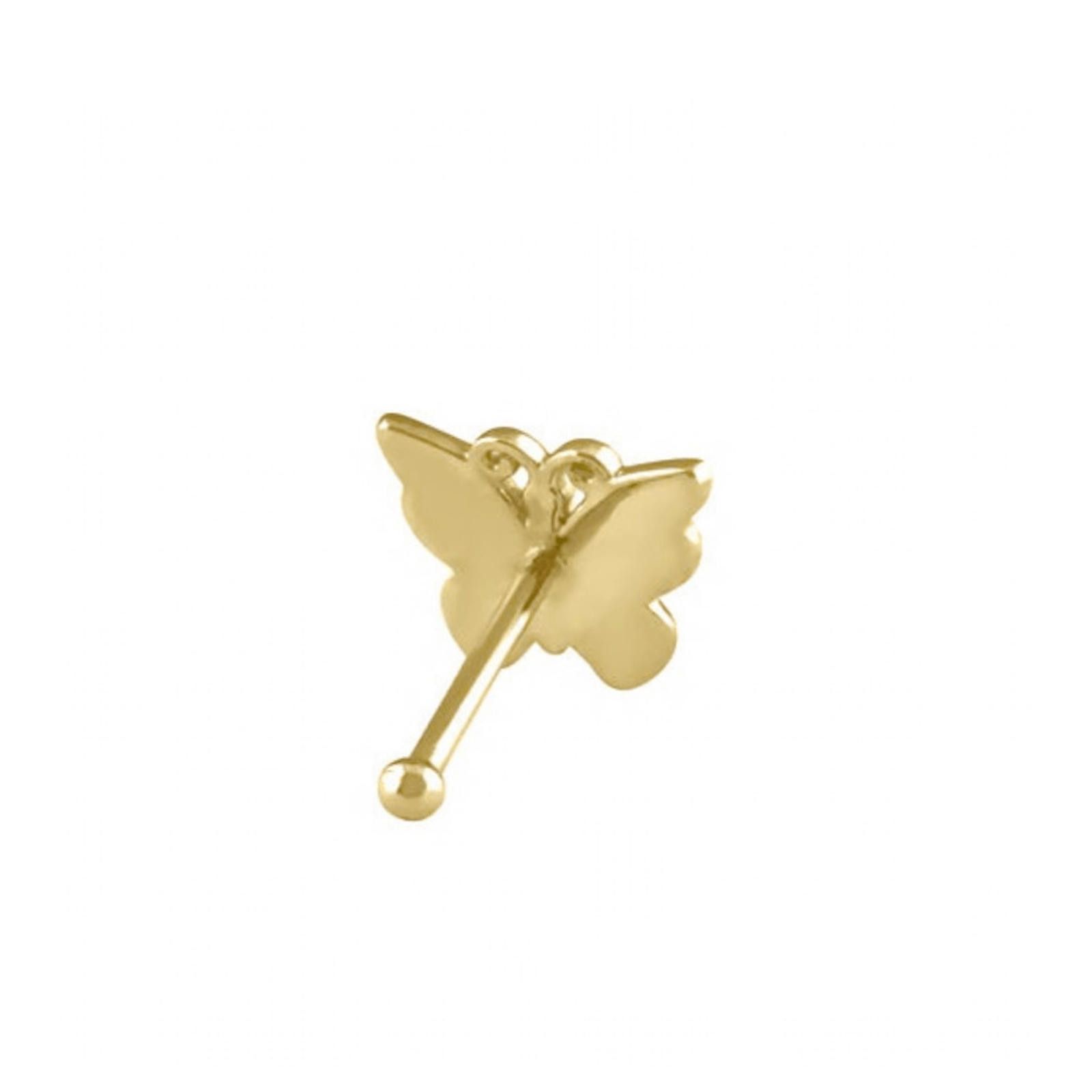 NBDN Nobrandedon Solid 14K Gold Butterfly Nose Stud New Size ONE SIZE - 4 Thumbnail