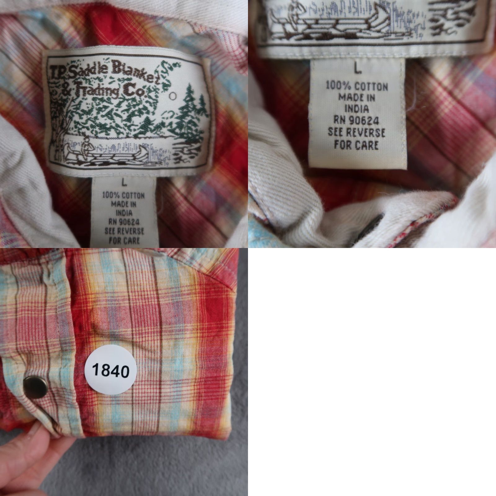 CO TP Saddle Blanket & Trading Co Shirt Mens L Red Long Sleeve Western Snap Shirt Size US L / EU 52-54 / 3 - 8 Thumbnail