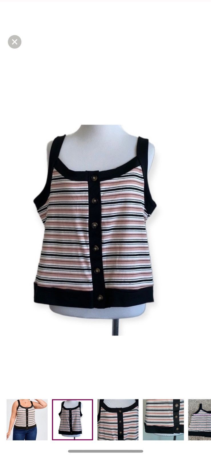 Shein Shein 0XL striped button front tank top Size XL / US 12-14 / IT 48-50 - 1 Thumbnail