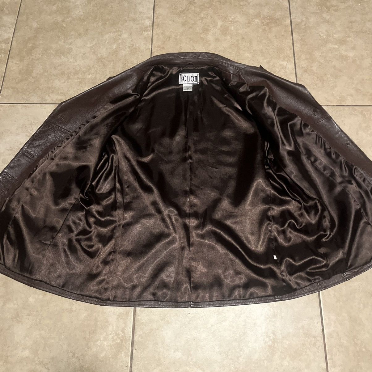 Vintage Clio II Brown Leather Blazer Jacket Size XXL / US 16-18 / IT 52-54 - 3 Thumbnail