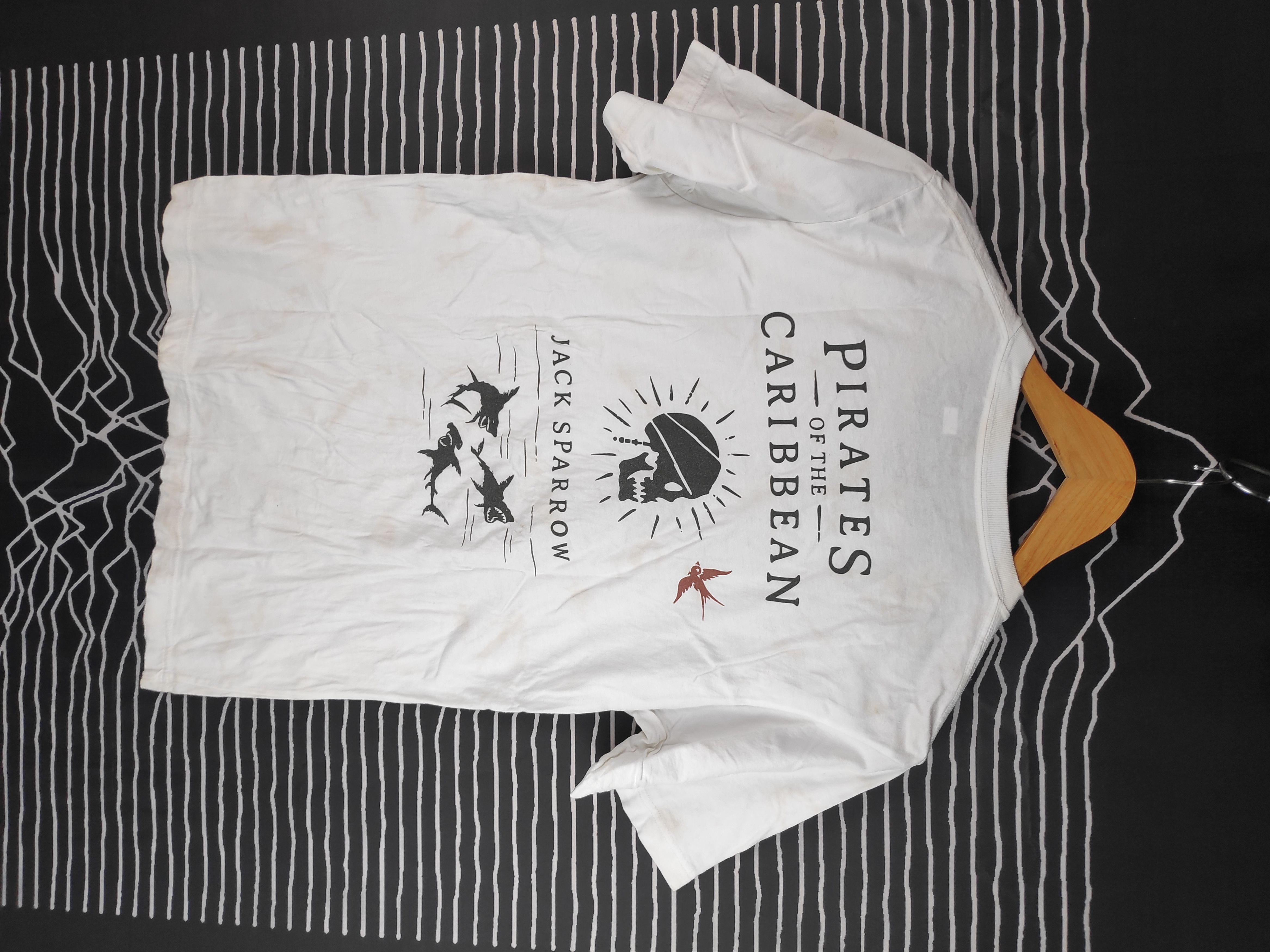 image of Disney Pirates Of The Caribbean Jack Sparrow Movie Tee in White, Men's (Size Medium)