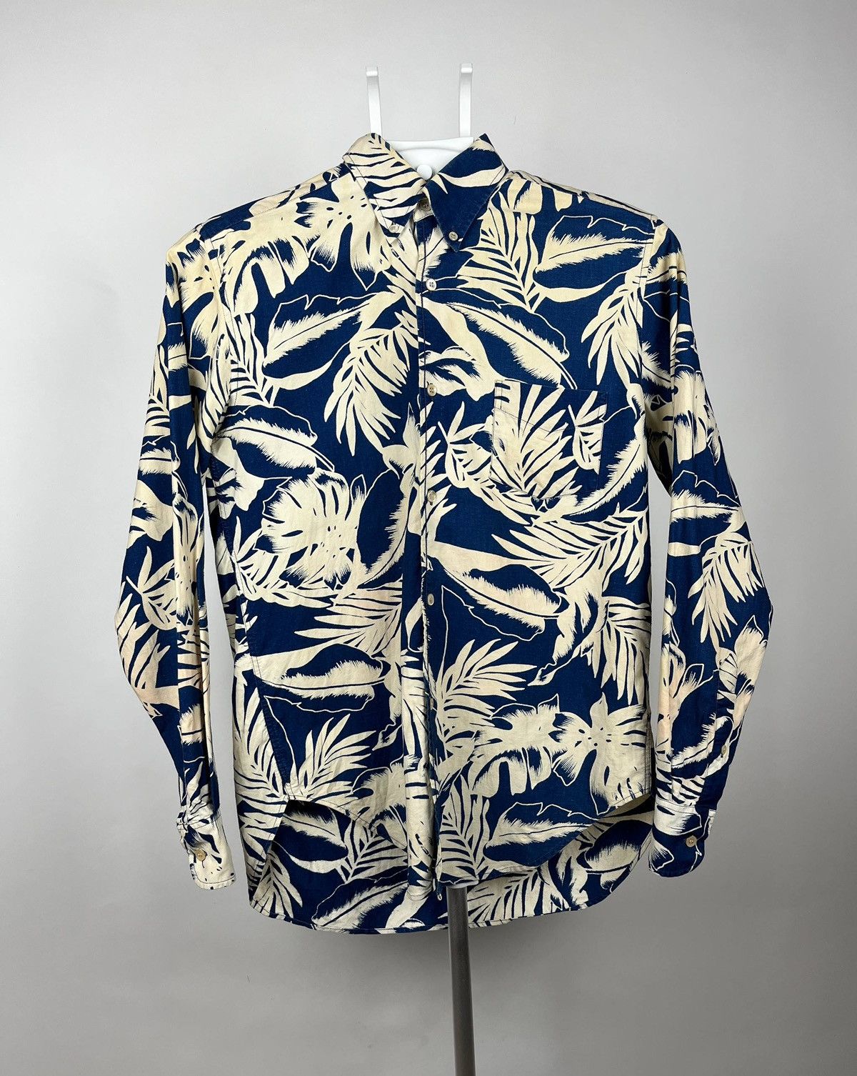 Our Legacy Our Legacy 1980-81 Indigo Tropical Leaf Shirt Size US S / EU 44-46 / 1 - 1 Thumbnail
