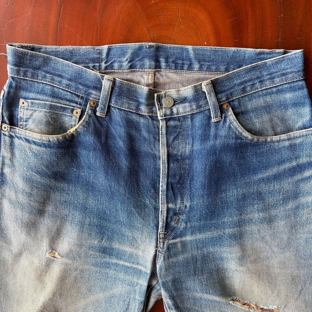 HOLLYWOOD RANCH MARKET Vintage 90’s HR Market Selvedge Distress Mud Wash Blue Pants Size US 34 / EU 50 - 9 Thumbnail