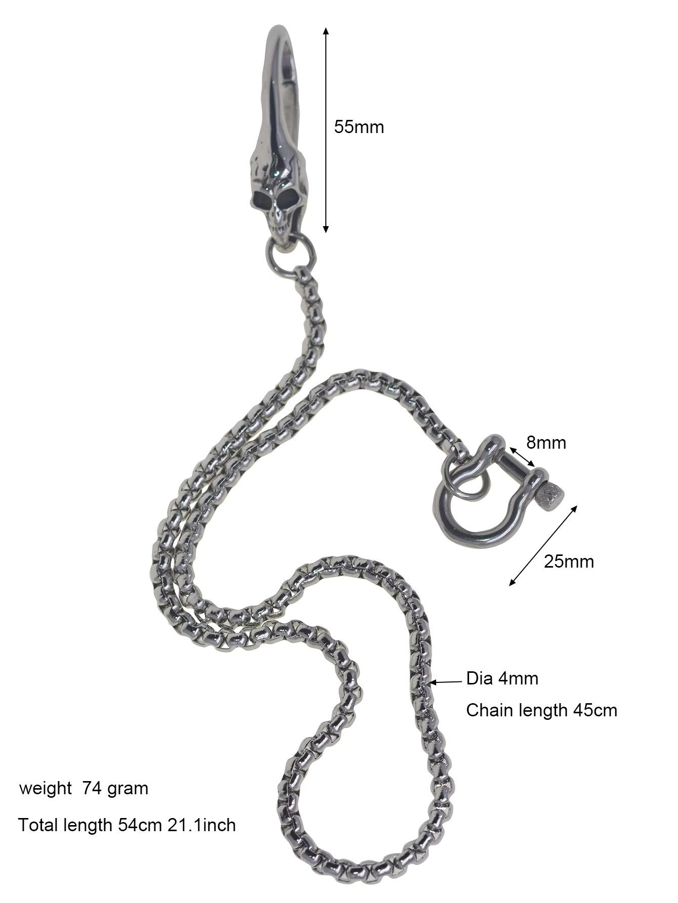 Jewelry Skull Snake Chain Jean Trousers Key Chain Street Waist Pant Size ONE SIZE - 6 Thumbnail