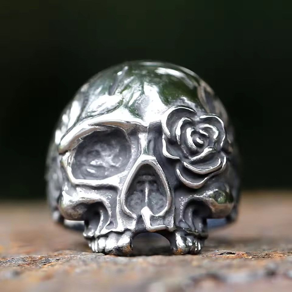 Jewelry CRAFTED SKULL & ROSE ( Size 7-13 Available ) Size ONE SIZE - 5 Thumbnail