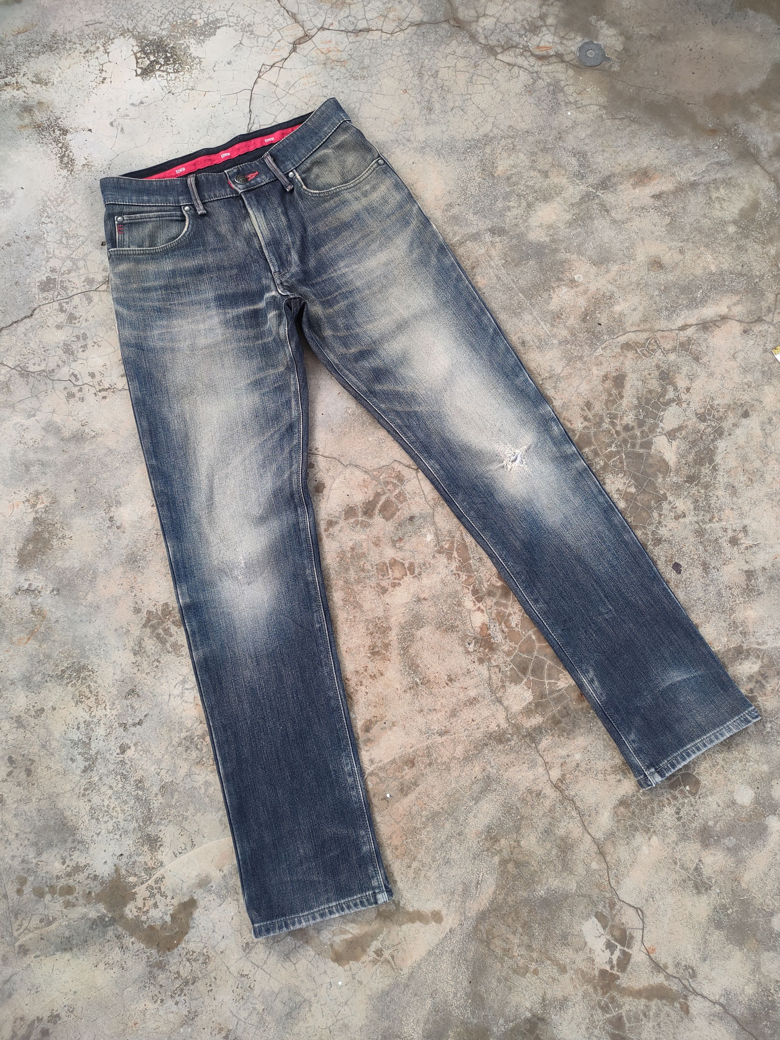 Edwin W29 VINTAGE EDWIN FADED BLACK SKINNY DISTRESSED JEANS PANTS Size US 29 - 2 Thumbnail
